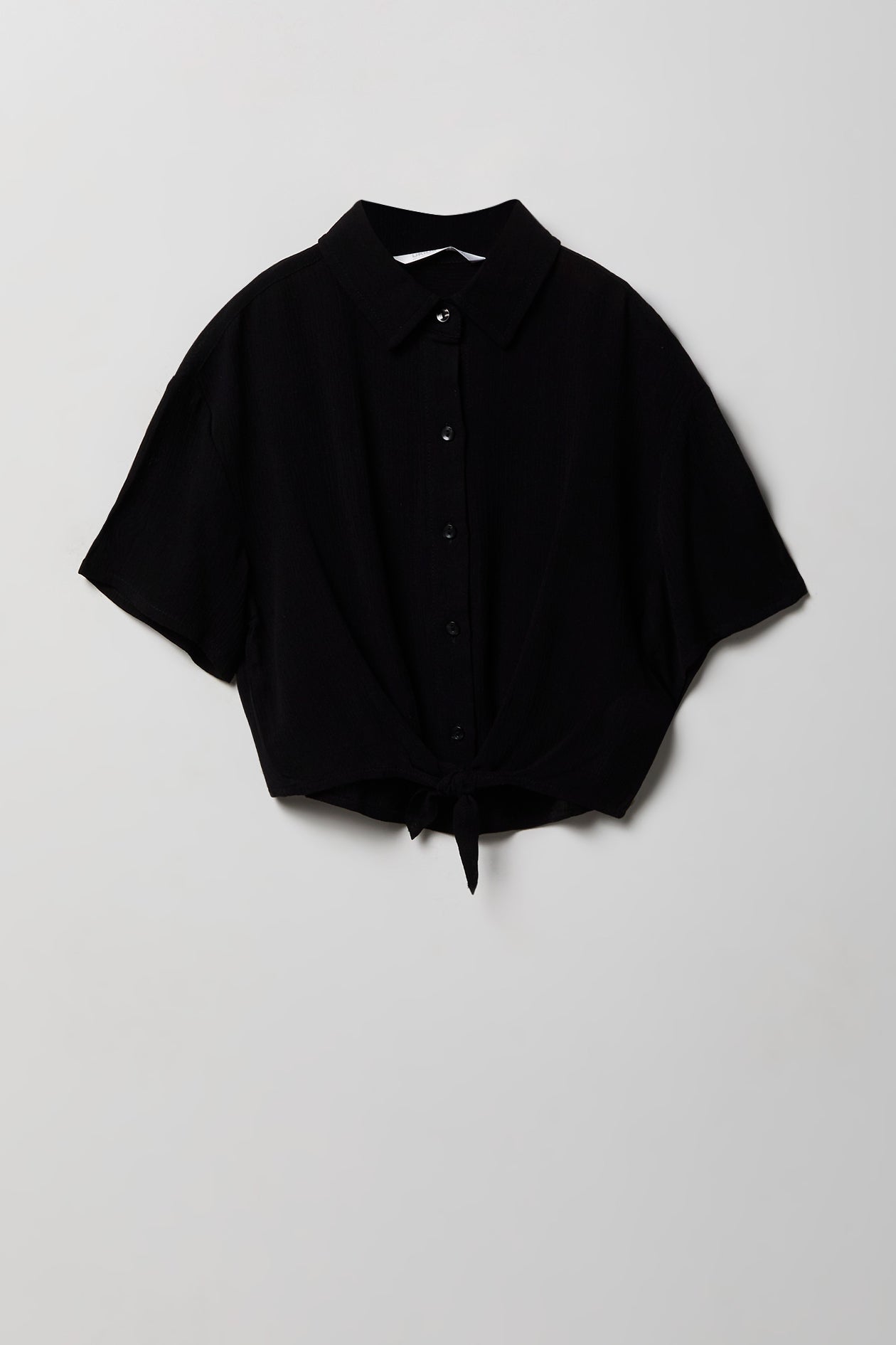 Girls Textured Boxy Front Tie Top