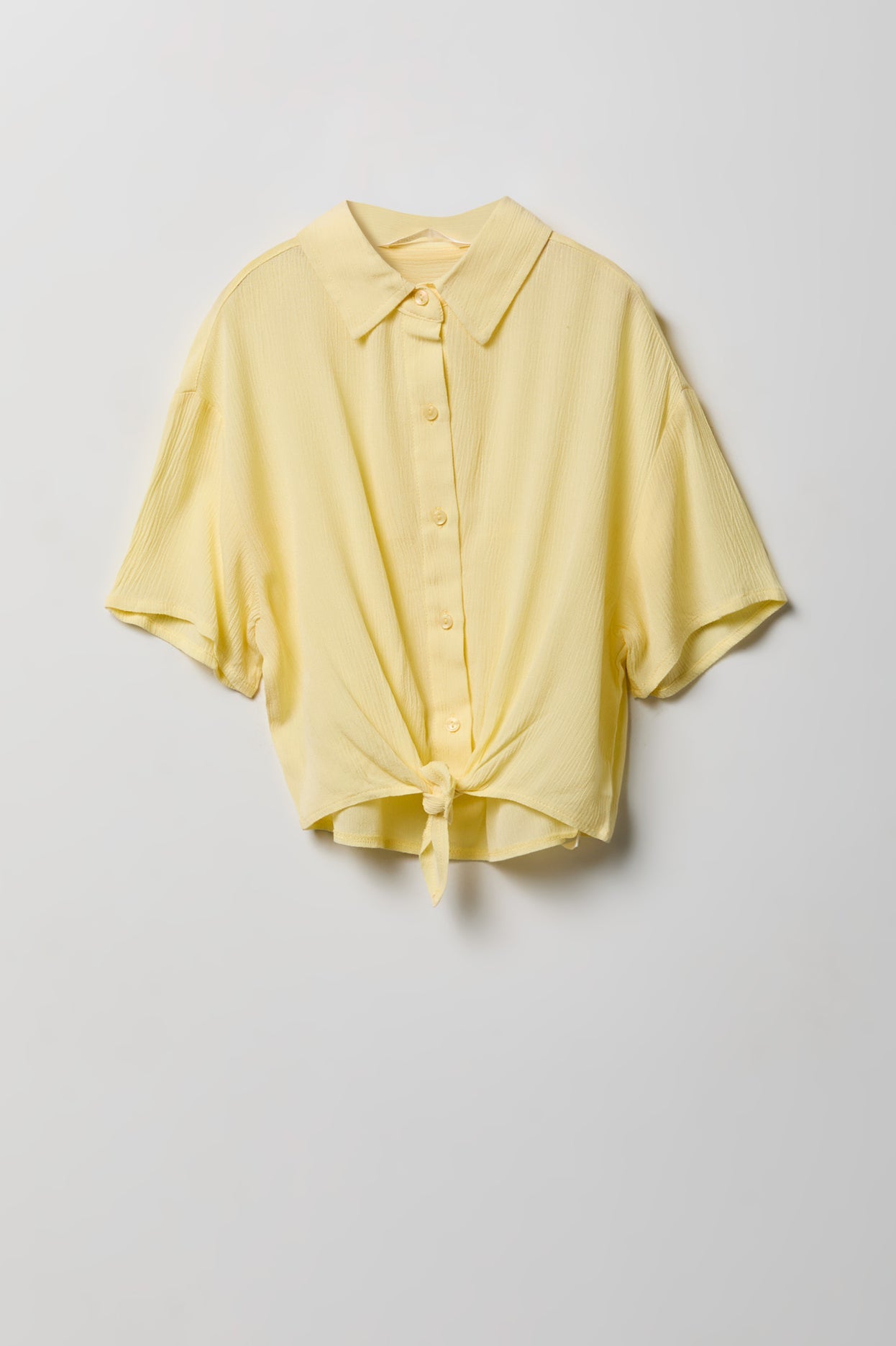 Girls Textured Boxy Front Tie Top