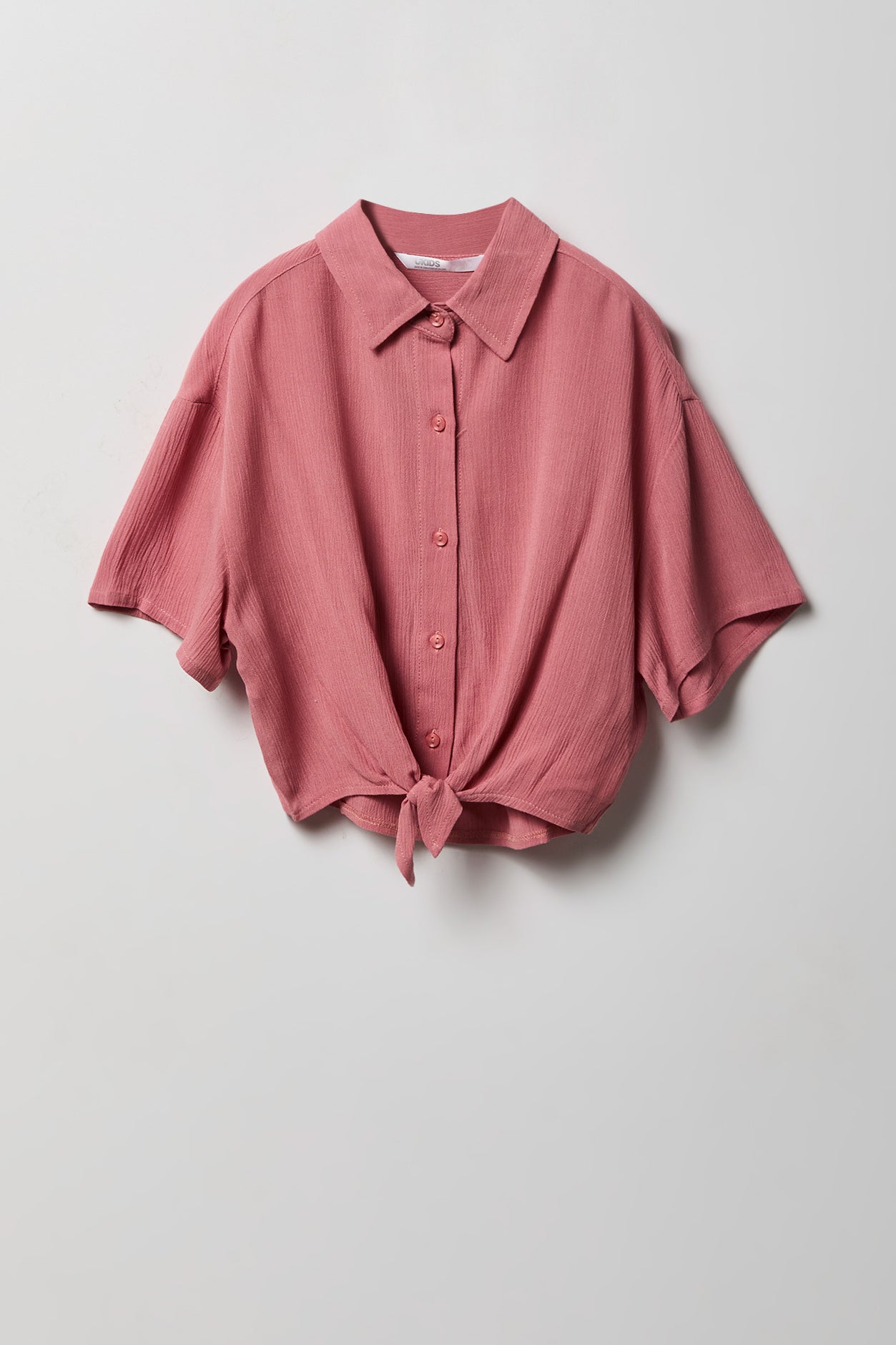 Girls Textured Boxy Front Tie Top