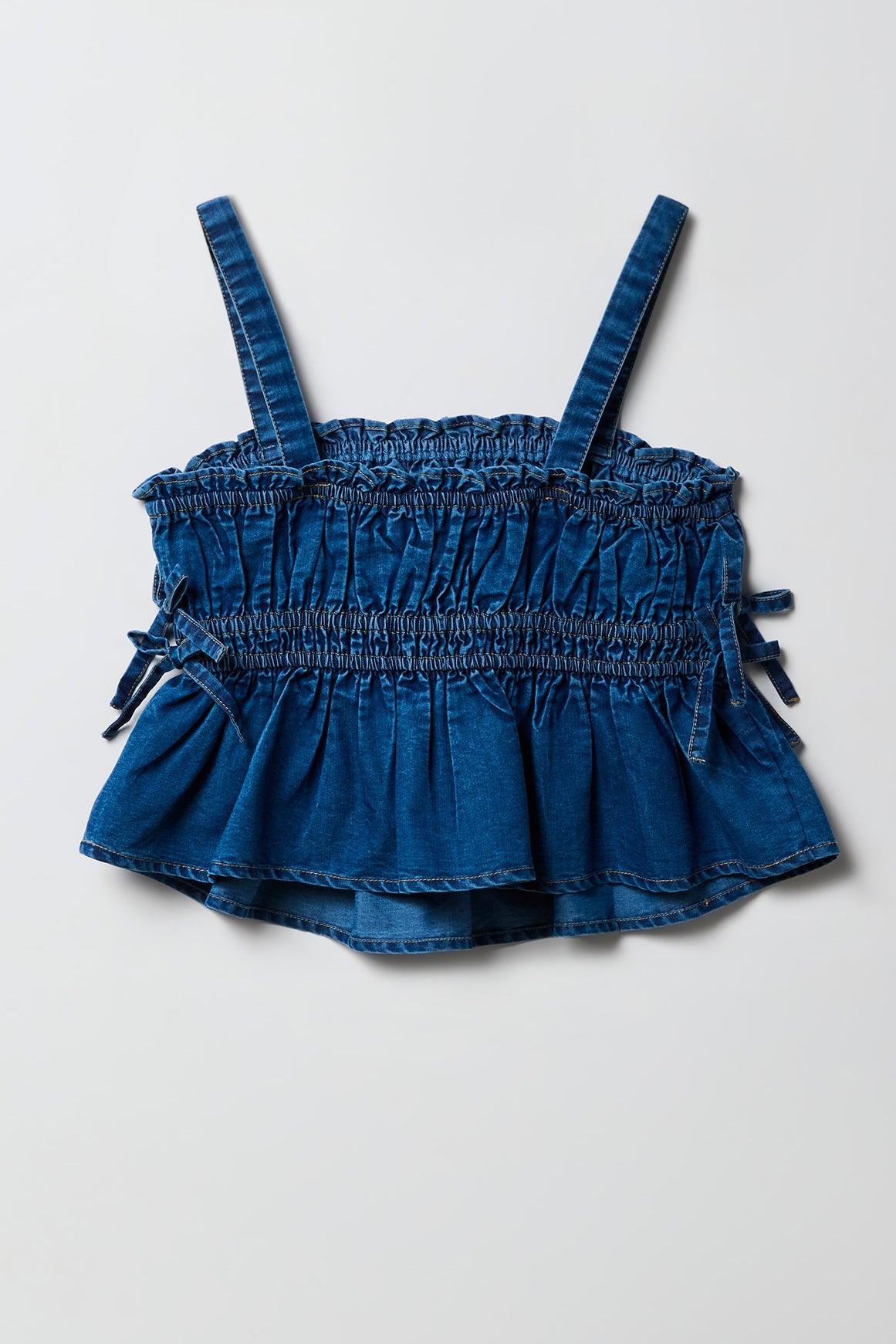 Girls Chambray Smocked Tank