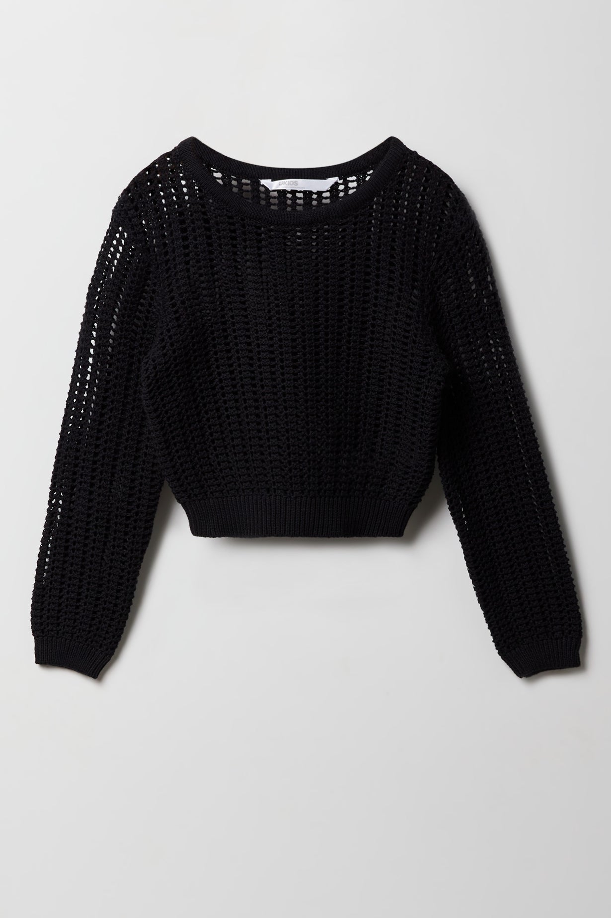Girls Crochet Boxy Long Sleeve Top