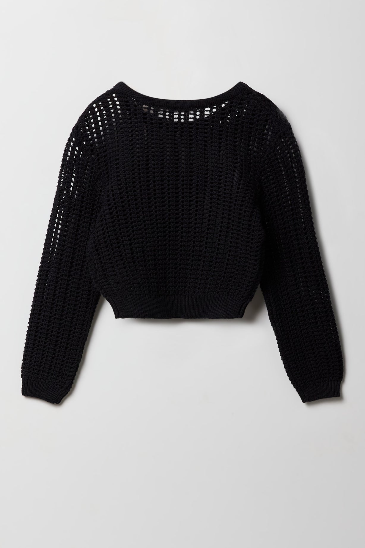 Girls Crochet Boxy Long Sleeve Top