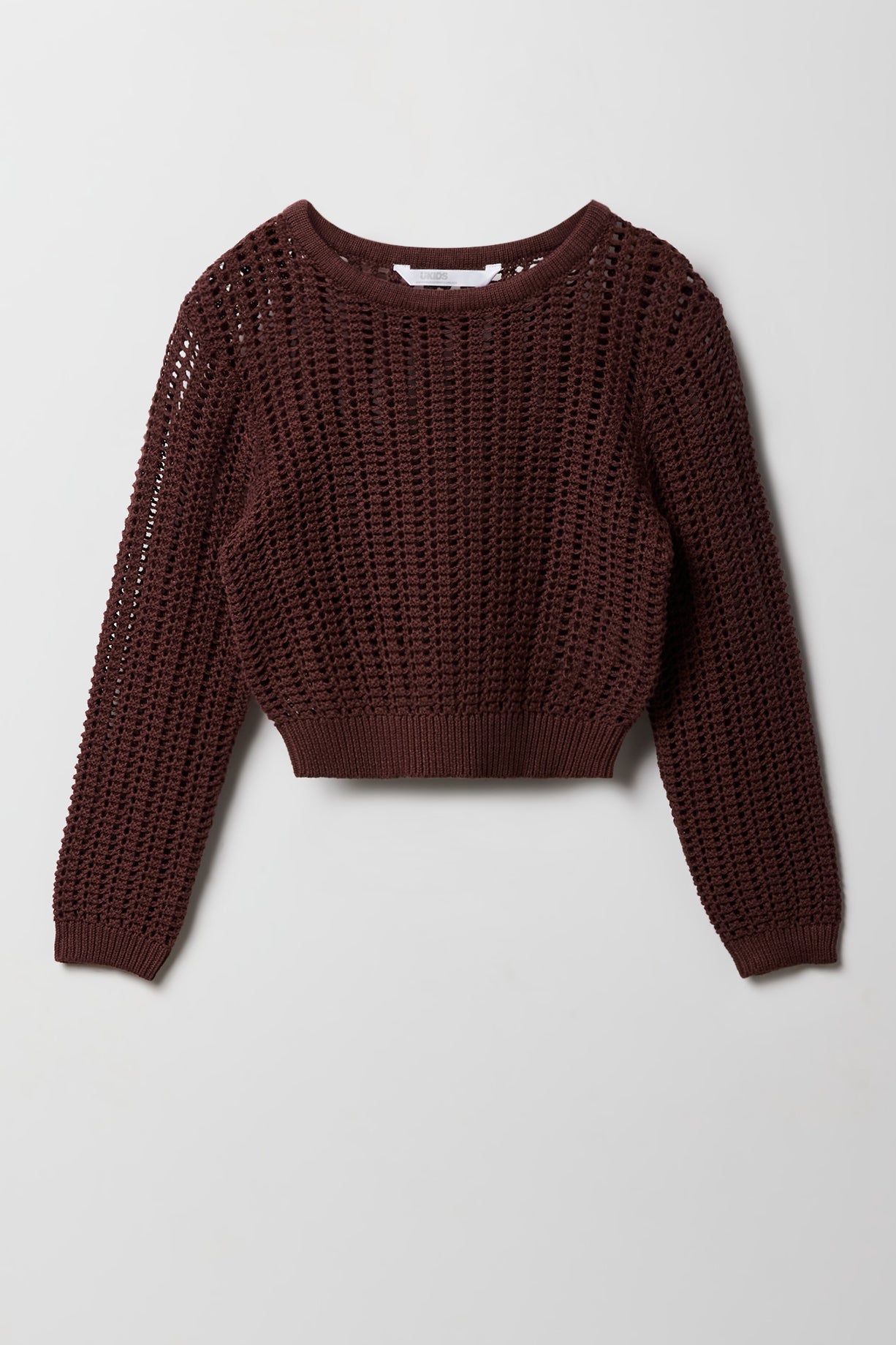 Girls Crochet Boxy Long Sleeve Top
