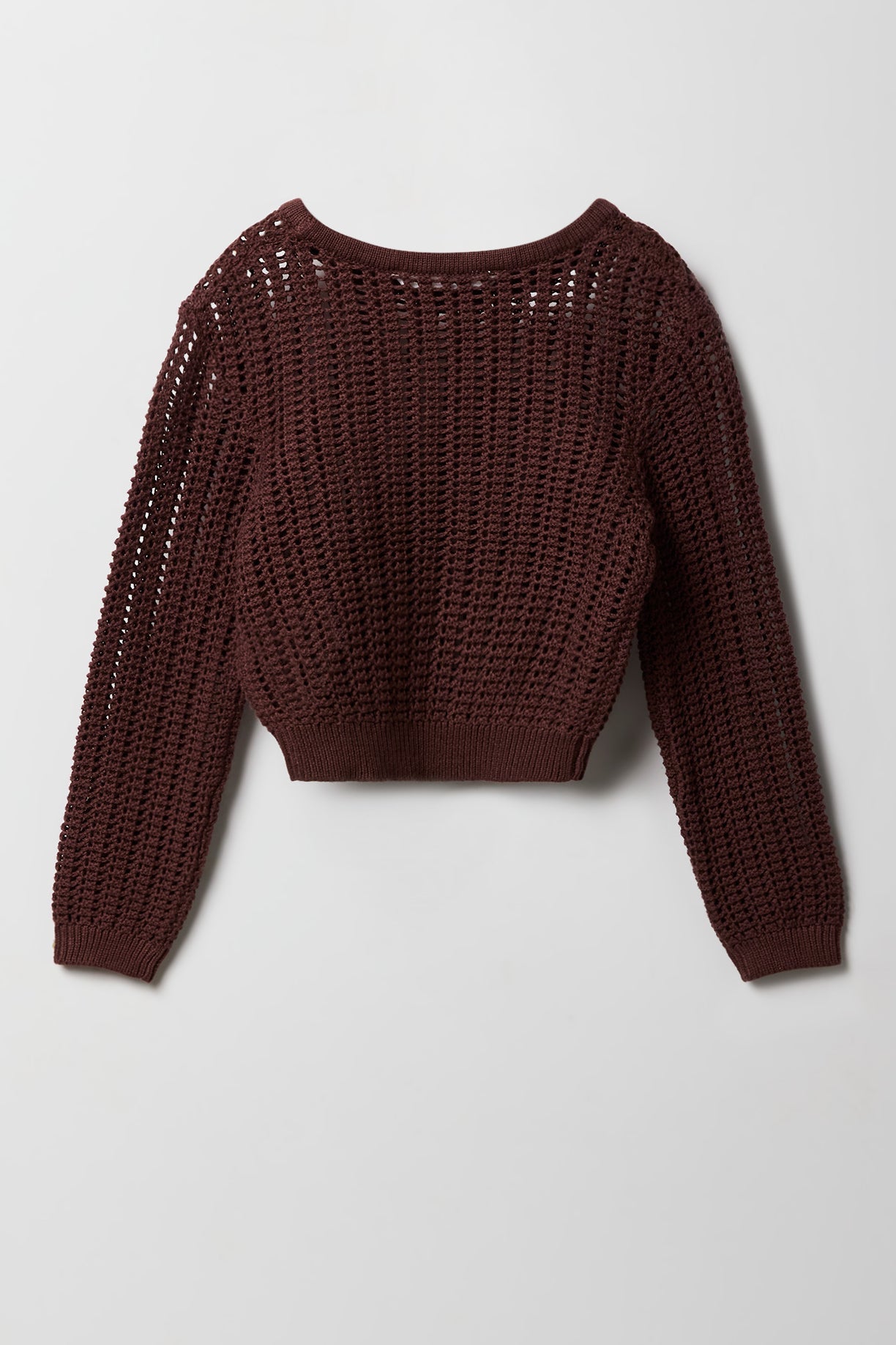 Girls Crochet Boxy Long Sleeve Top