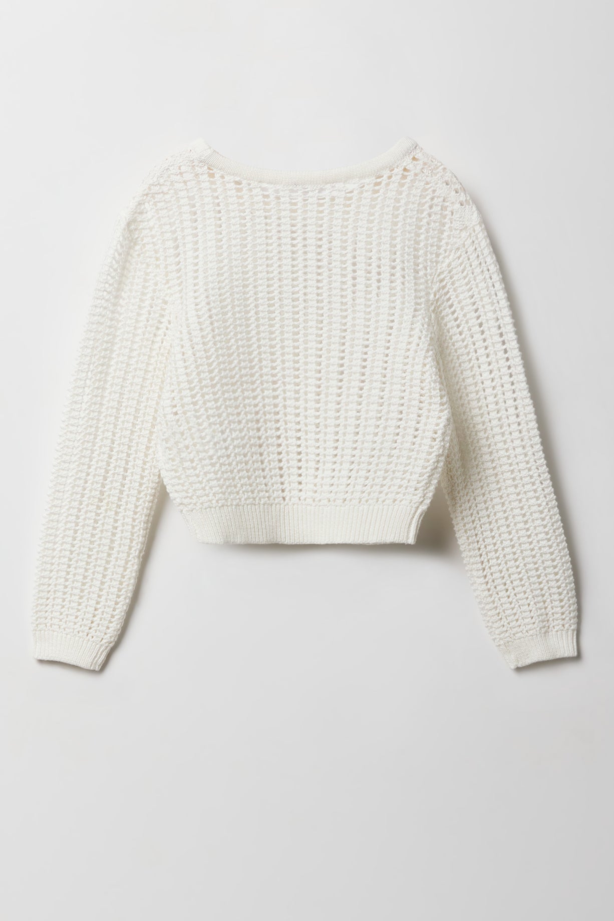 Girls Crochet Boxy Long Sleeve Top