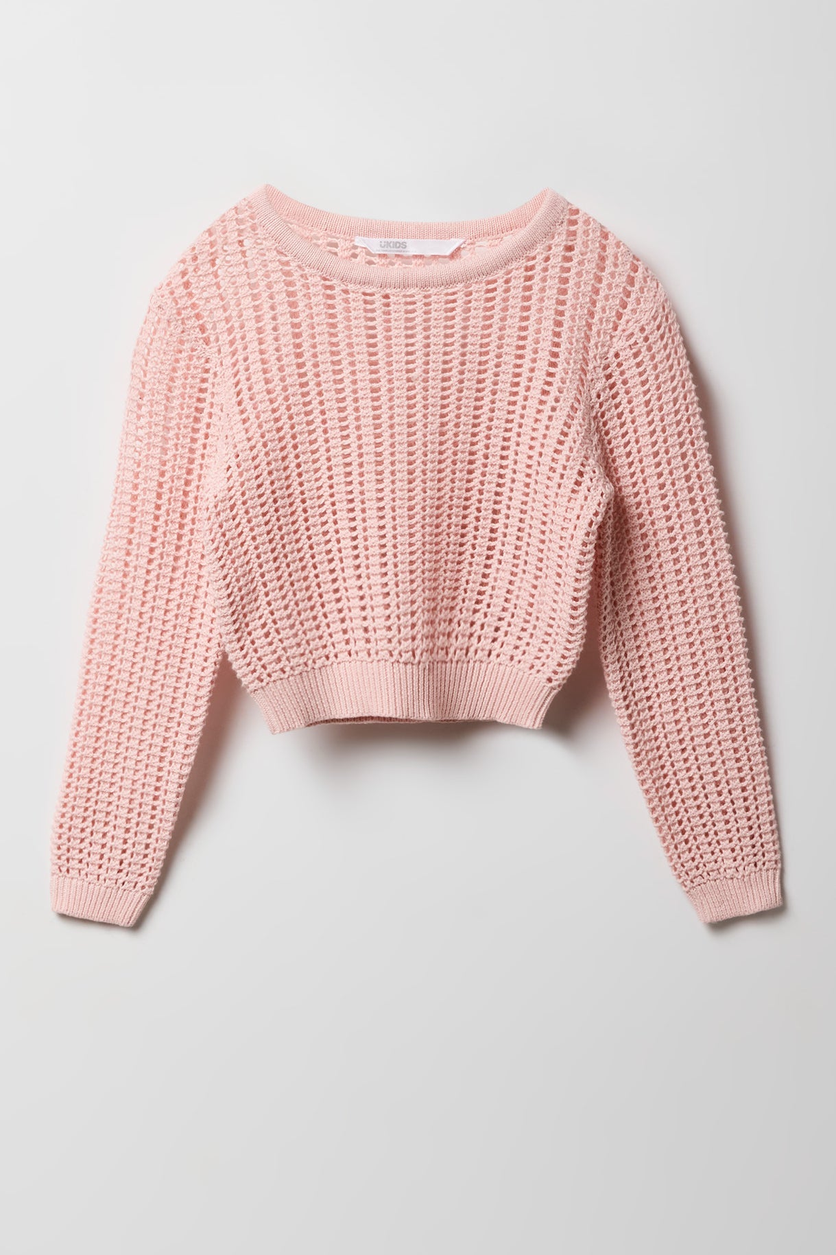 Girls Crochet Boxy Long Sleeve Top