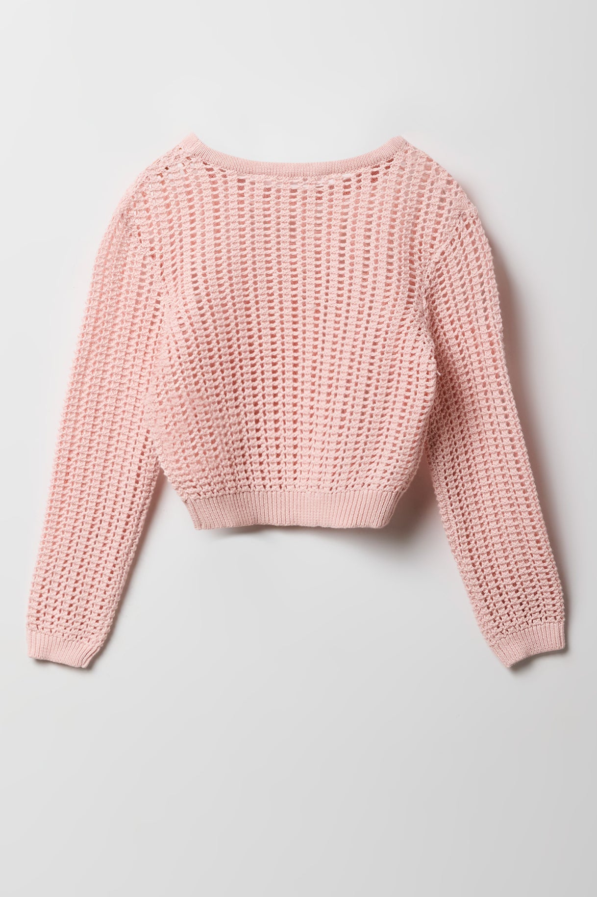 Girls Crochet Boxy Long Sleeve Top
