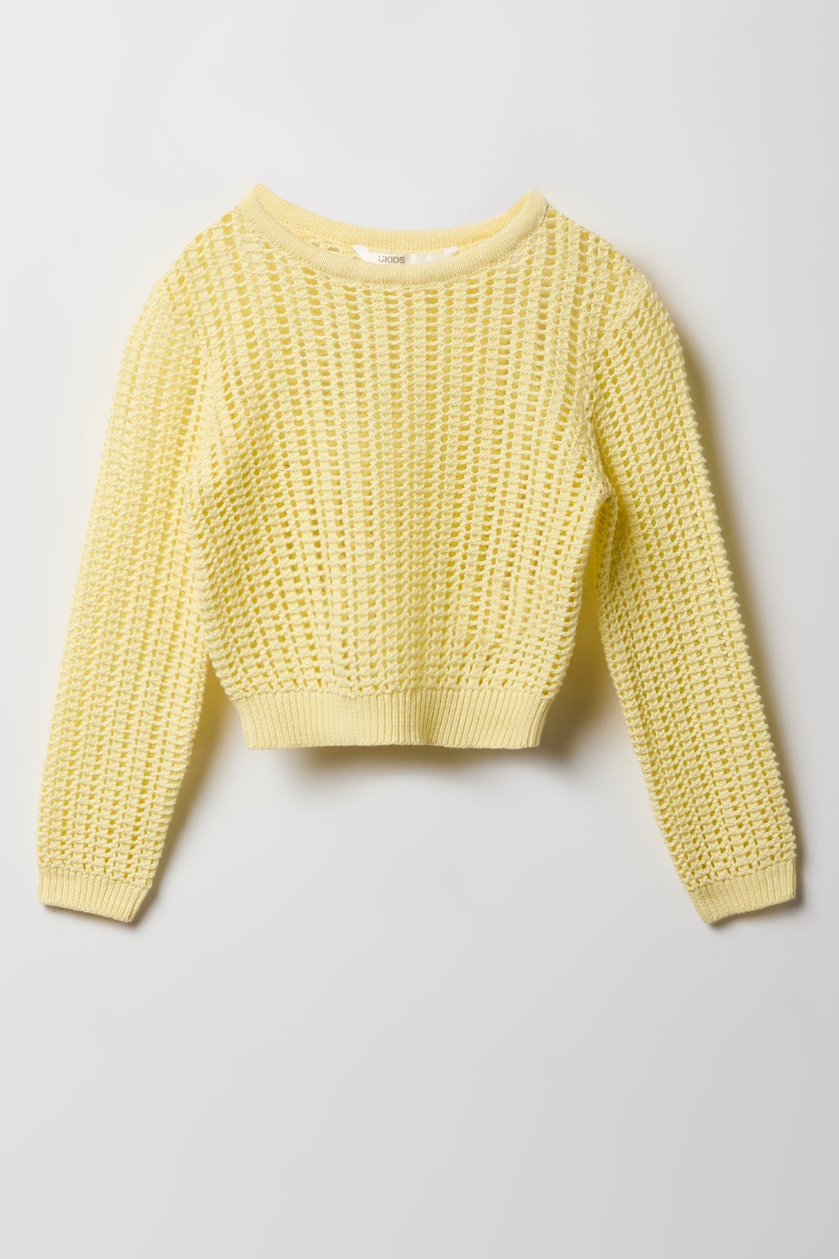 Girls Crochet Boxy Long Sleeve Top