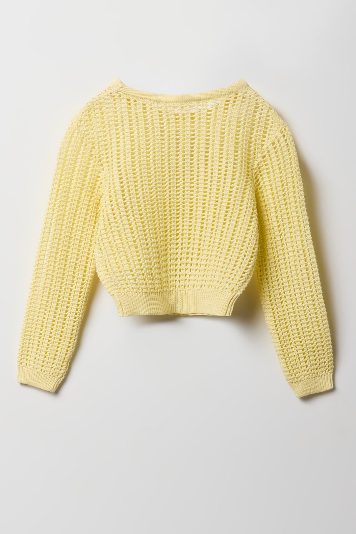 Girls Crochet Boxy Long Sleeve Top