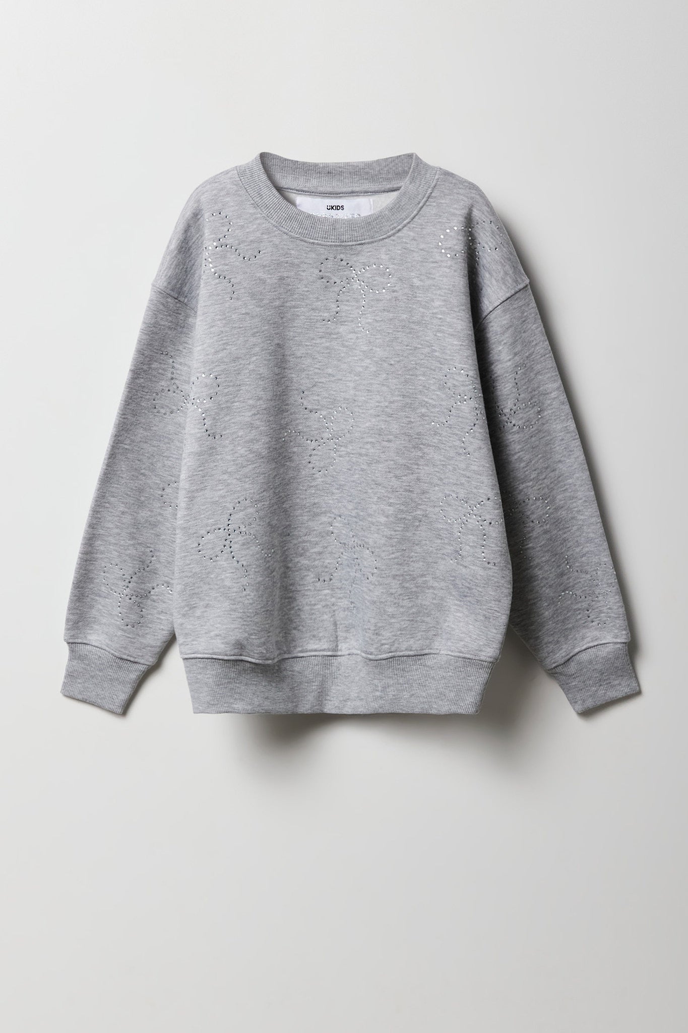 Girls Rhinestone Bow Oversized Sweatshirt