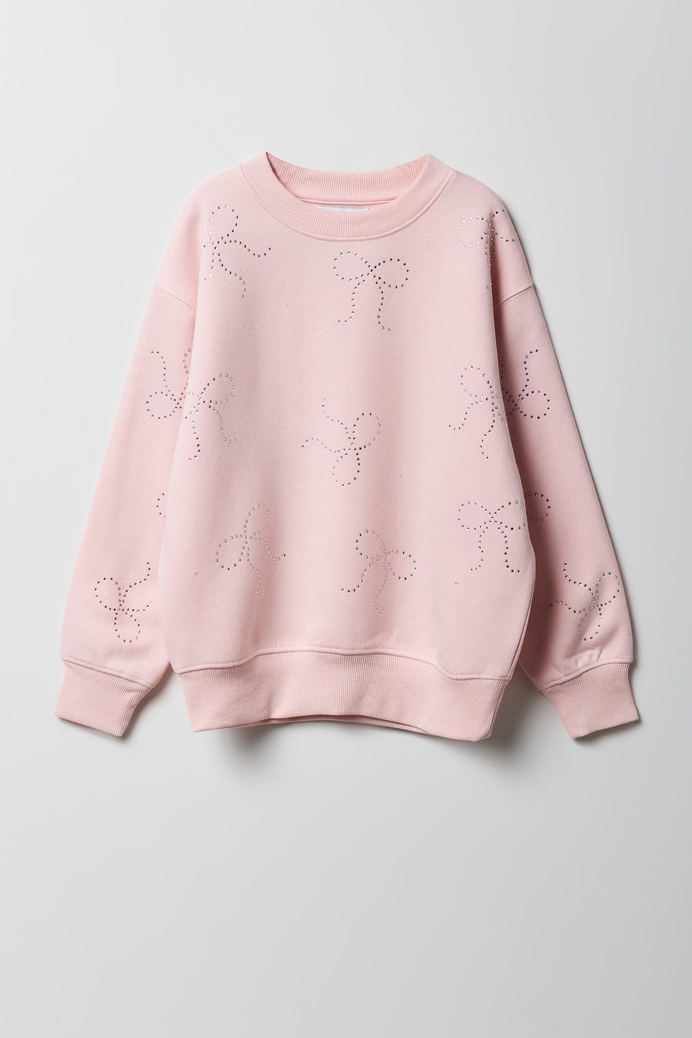 Girls Rhinestone Bow Oversized Sweatshirt