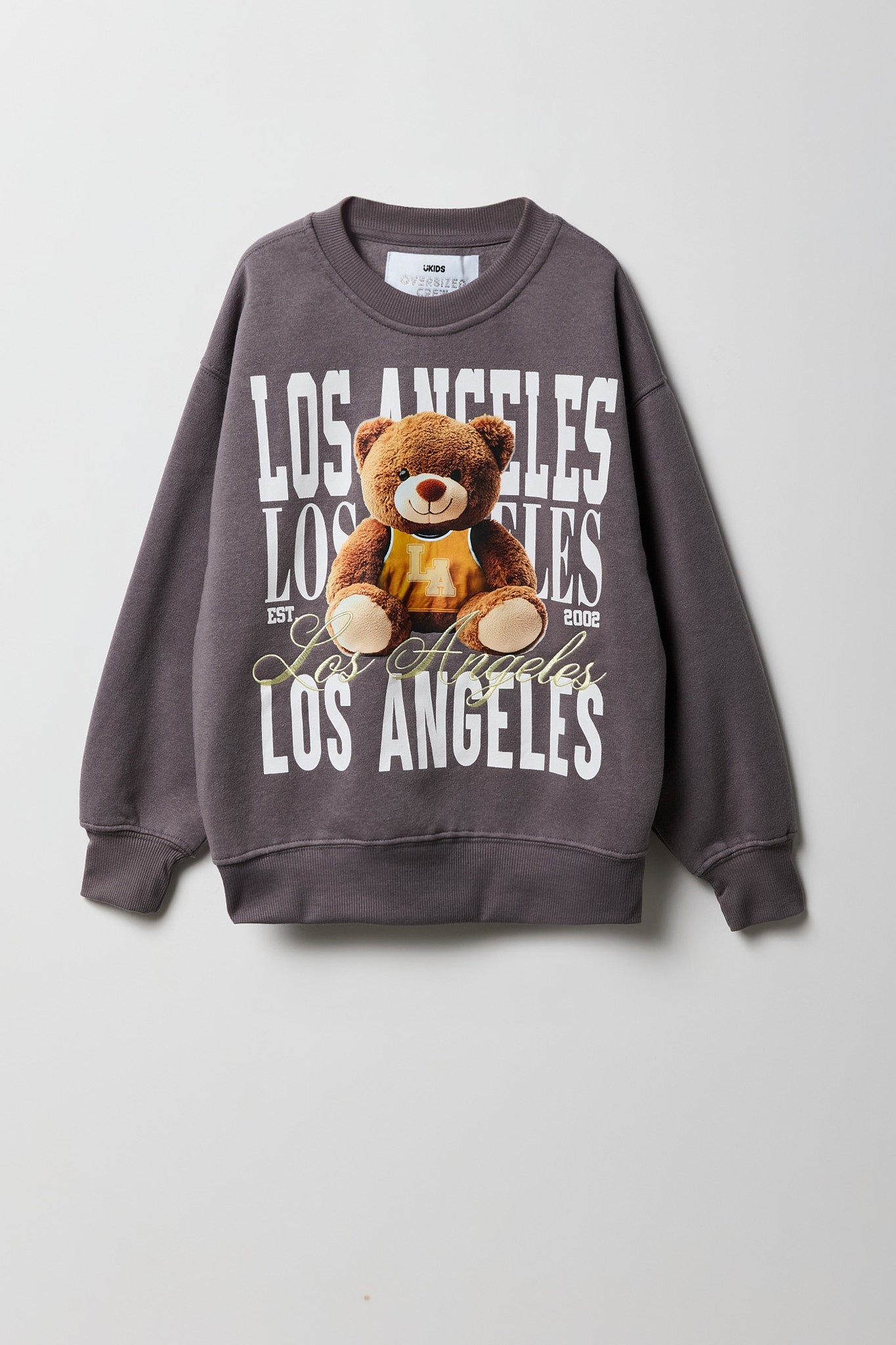 Girls Oversized LA Teddy Embroidered Fleece Sweatshirt