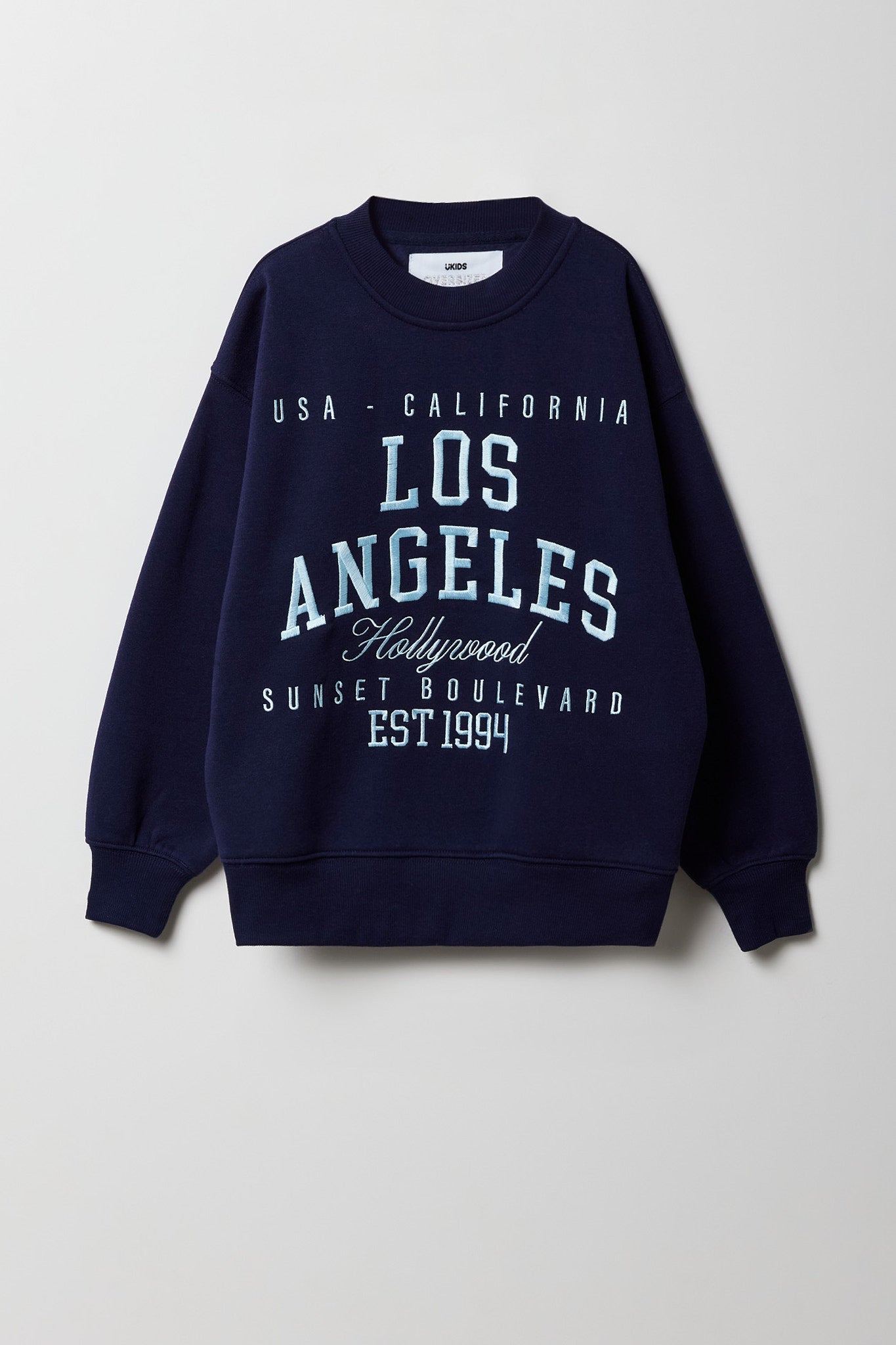 Girls Oversized LA Embroidered Fleece Sweatshirt