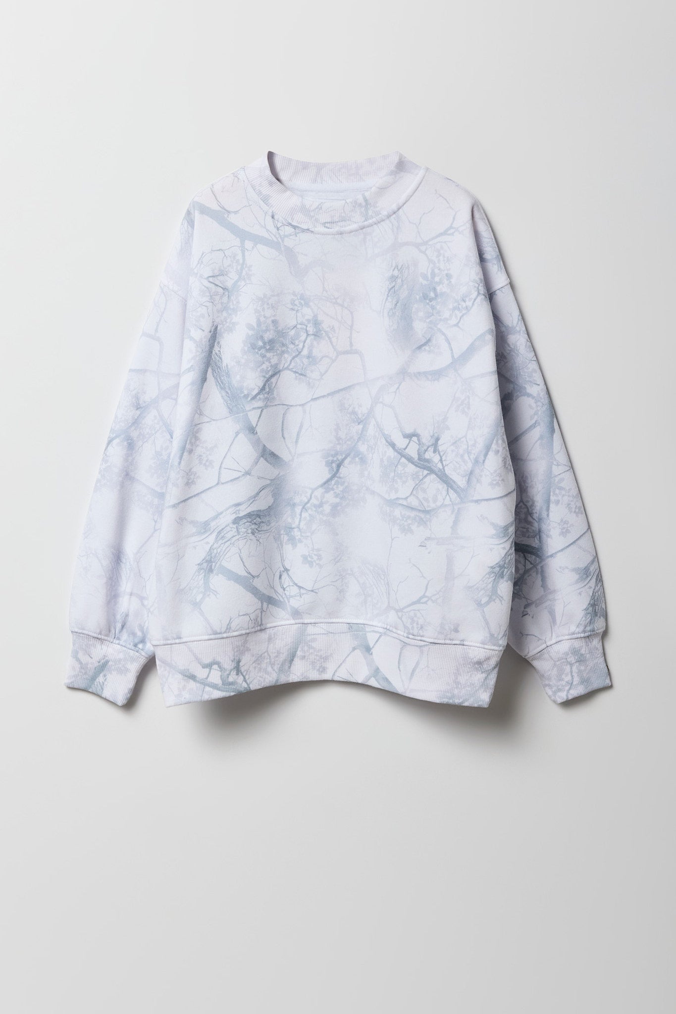 Girls Oversized Camo Print Fleece Sweatshirt