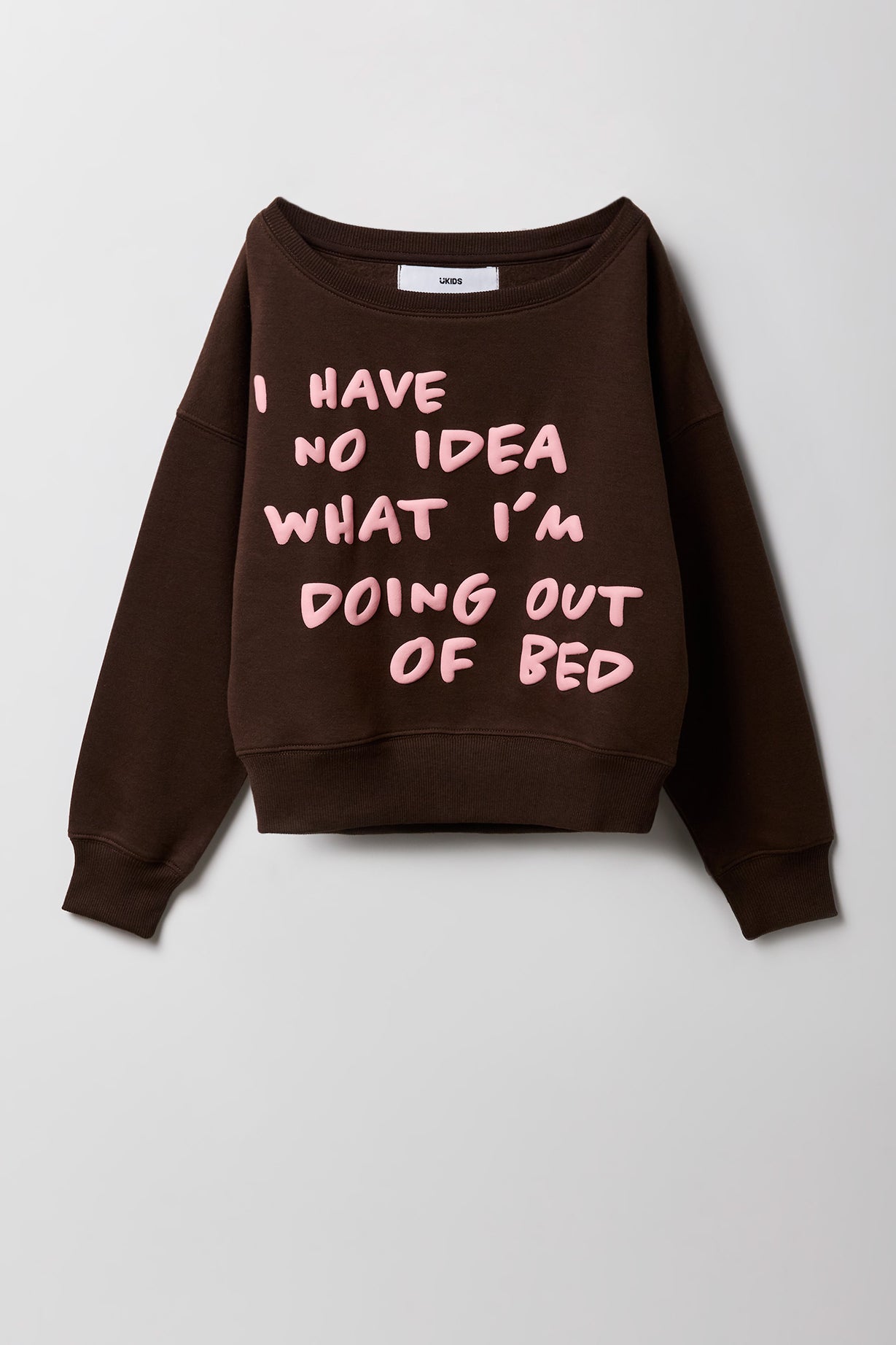 Girls Fleece Off Shoulder Puff Print Sweatshirt