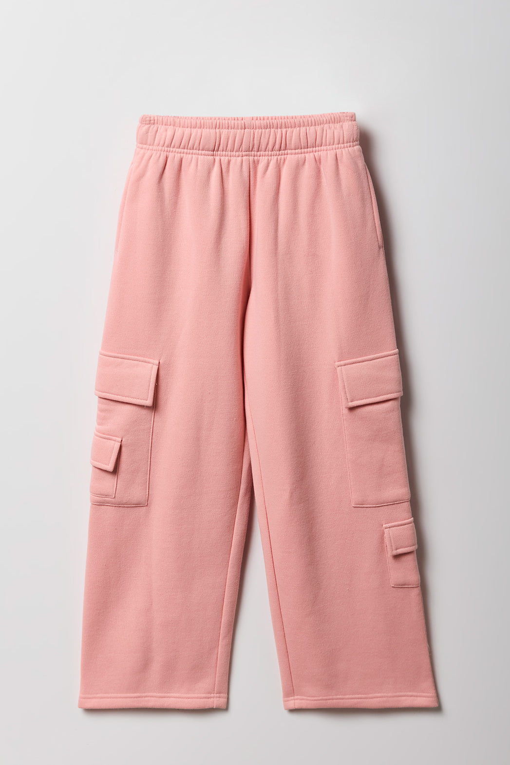 Girls Fleece Wide Leg Cargo Sweatpant