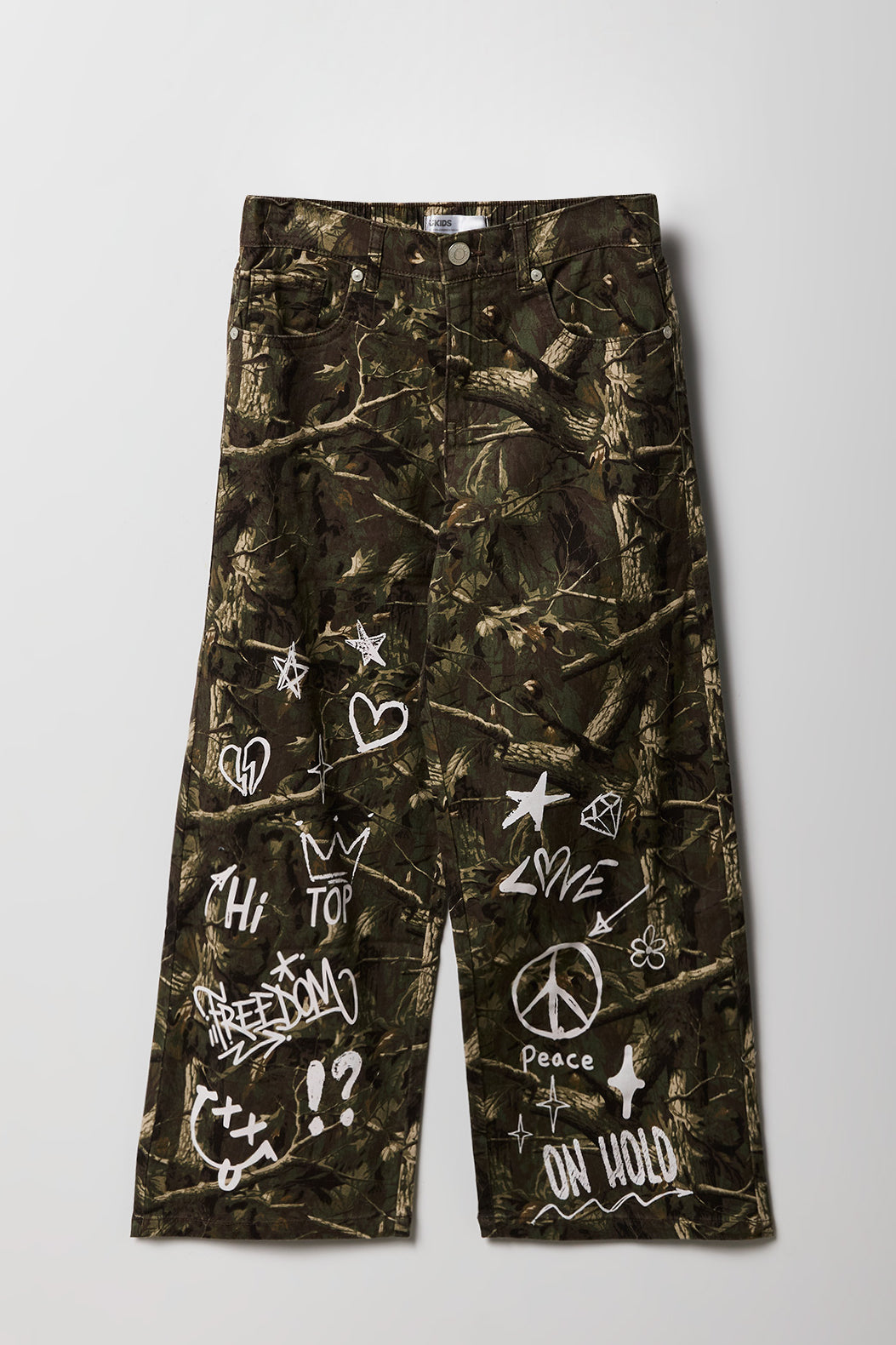 Girls Graffiti Mid Rise Wide Leg Pant