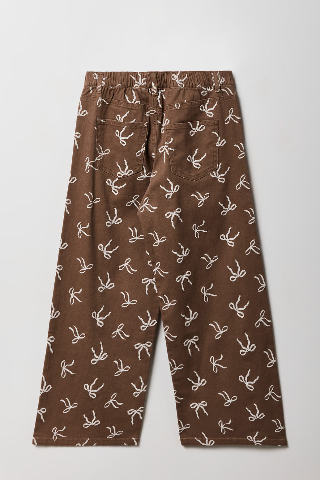 Girls Mid Rise Wide Leg Bow Print Pant