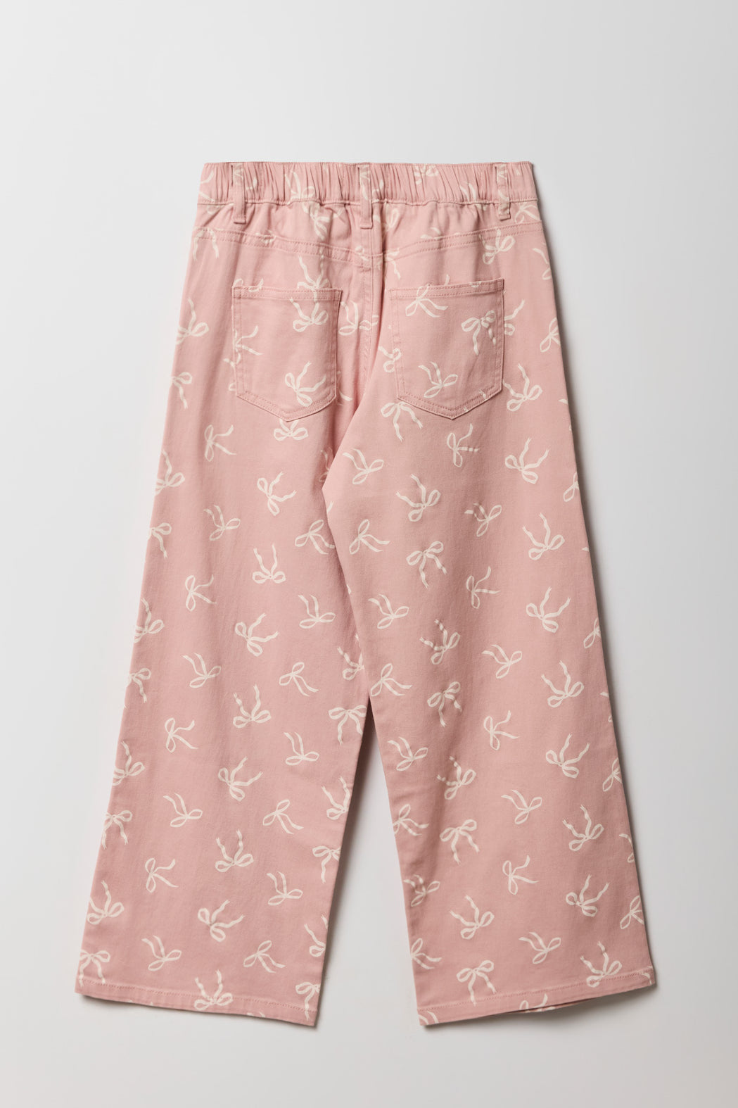 Girls Mid Rise Wide Leg Bow Print Pant