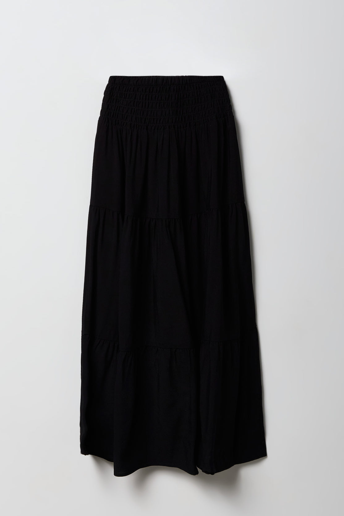 Girls Smocked Waist Tiered Maxi Skirt