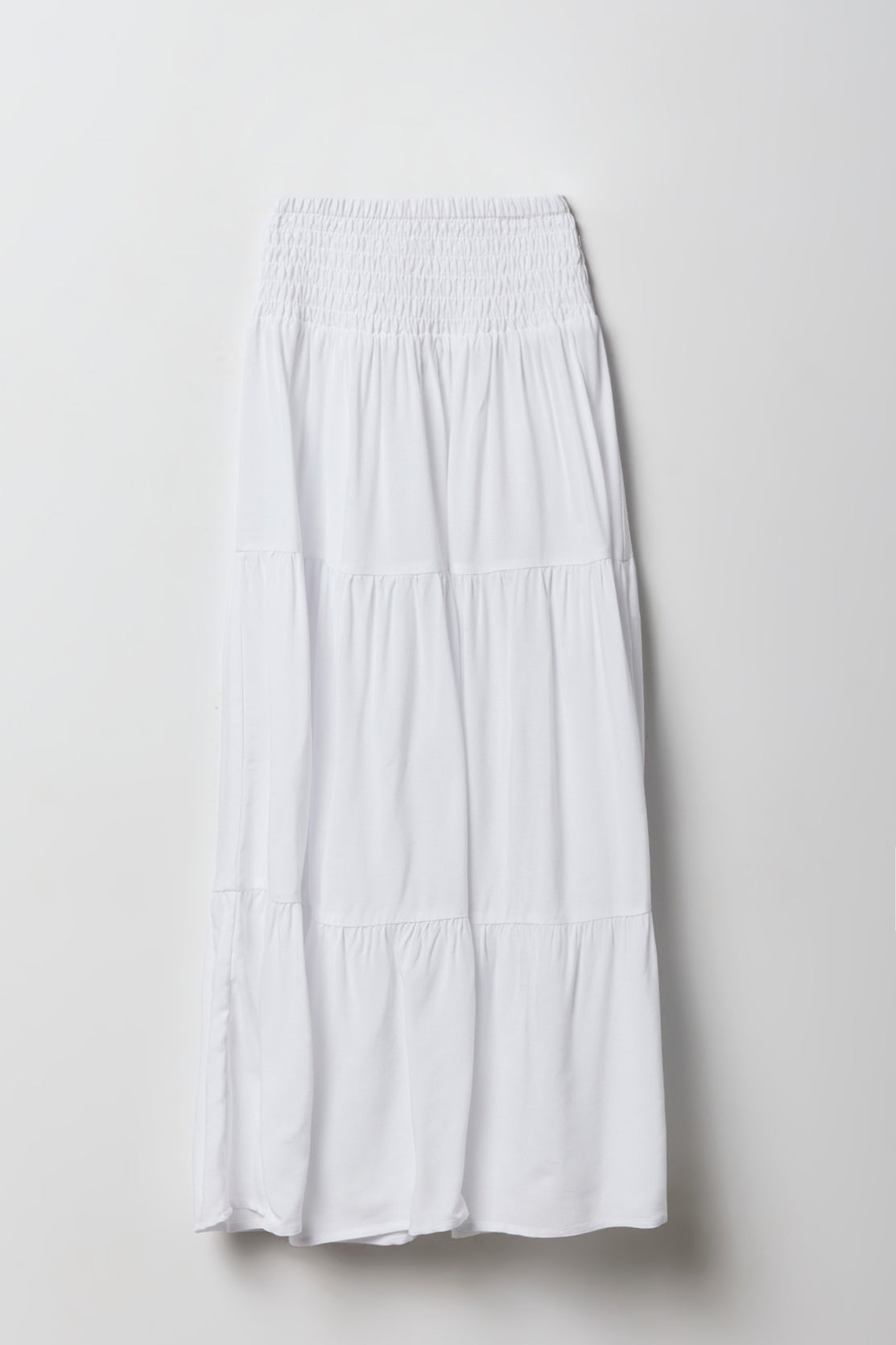 Girls Smocked Waist Tiered Maxi Skirt