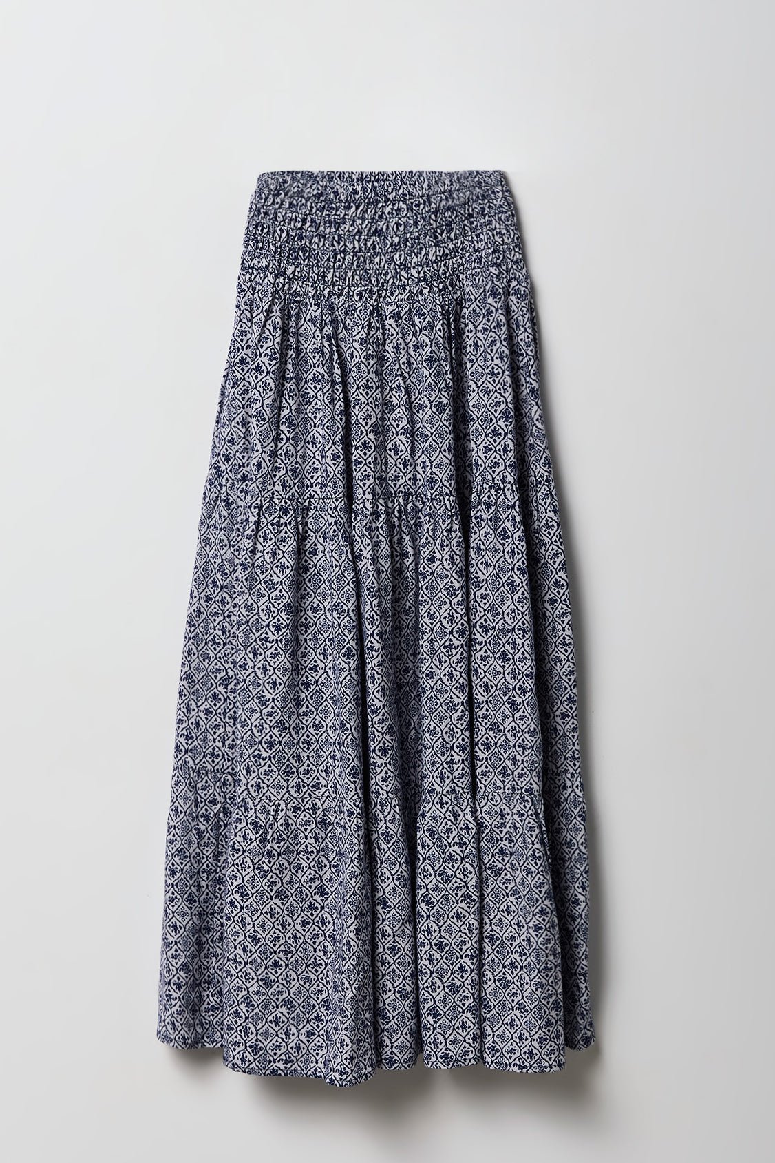 Girls Smocked Waist Tiered Maxi Skirt
