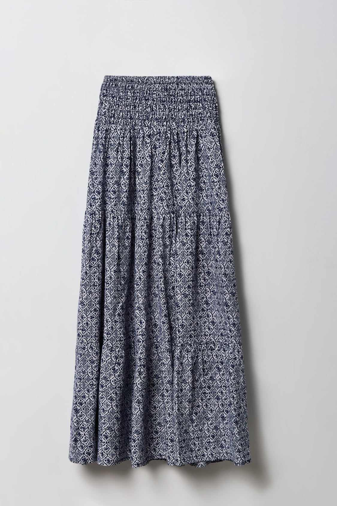 Girls Smocked Waist Tiered Maxi Skirt