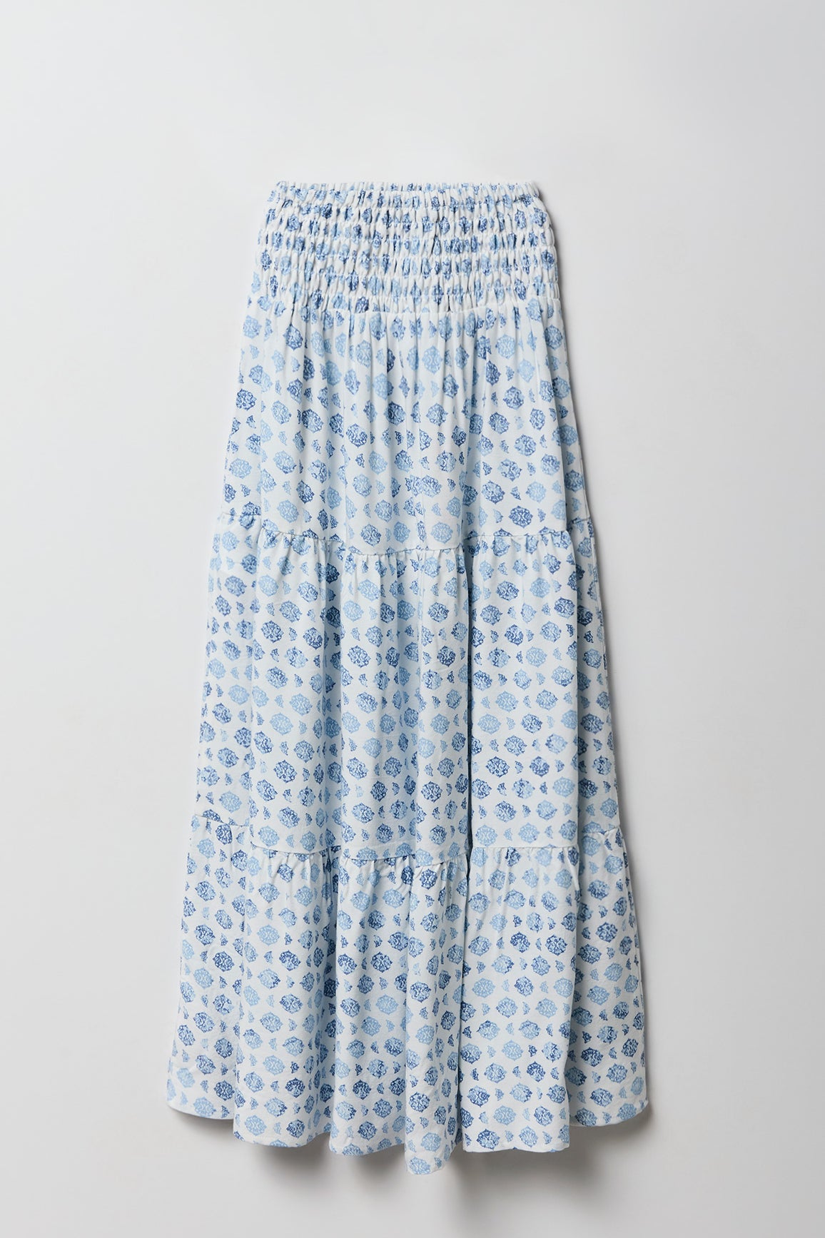 Girls Smocked Waist Tiered Maxi Skirt