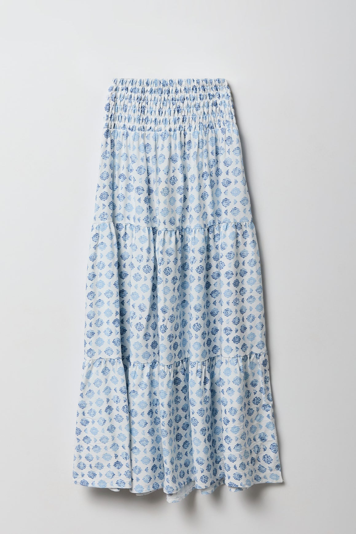 Girls Smocked Waist Tiered Maxi Skirt