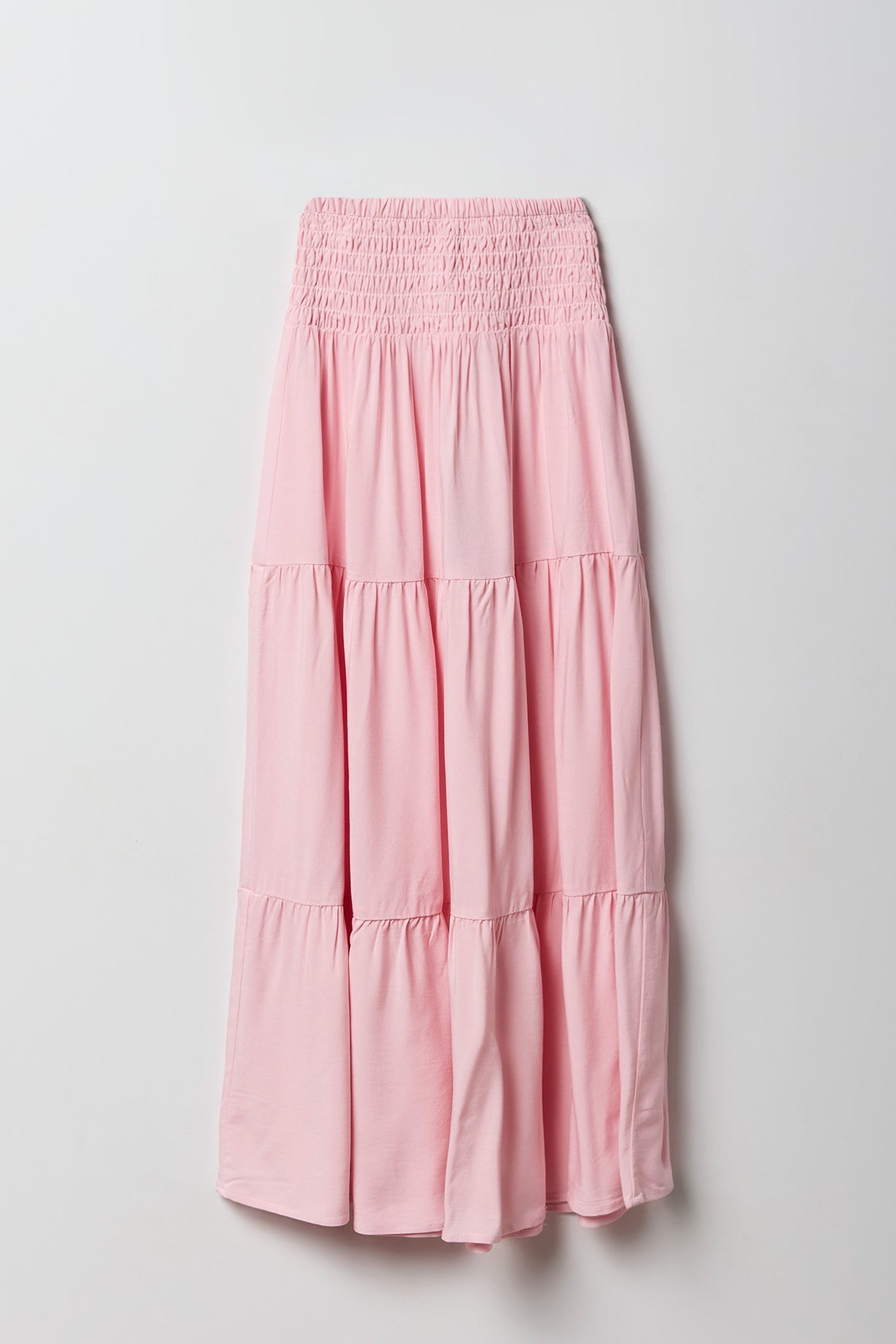 Girls Smocked Waist Tiered Maxi Skirt