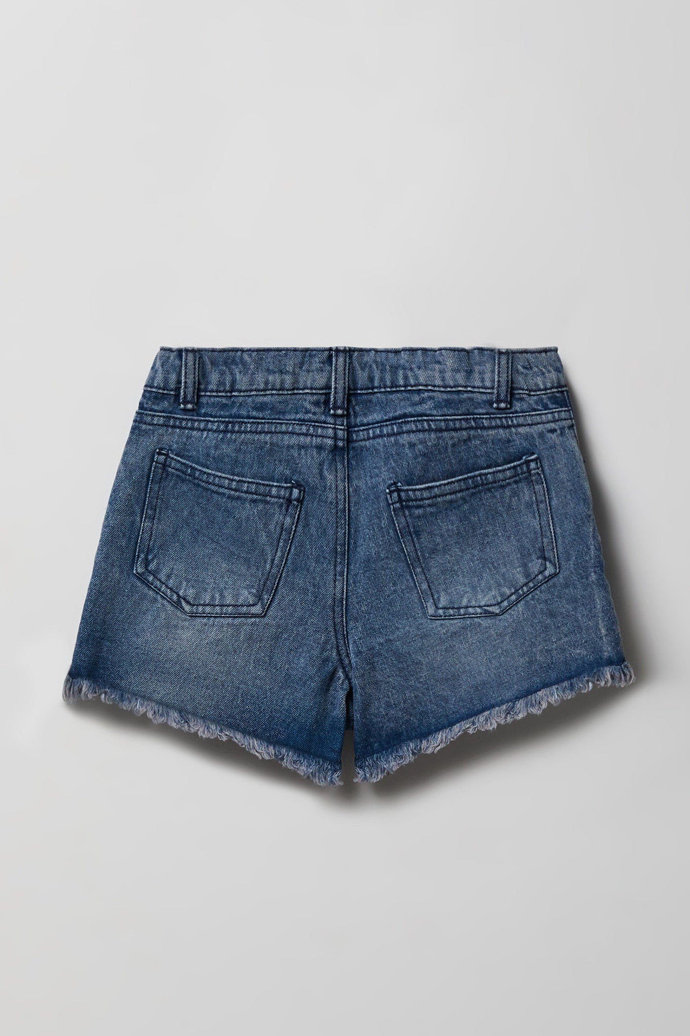 Girls High Rise Stitch Embroidered Denim Short