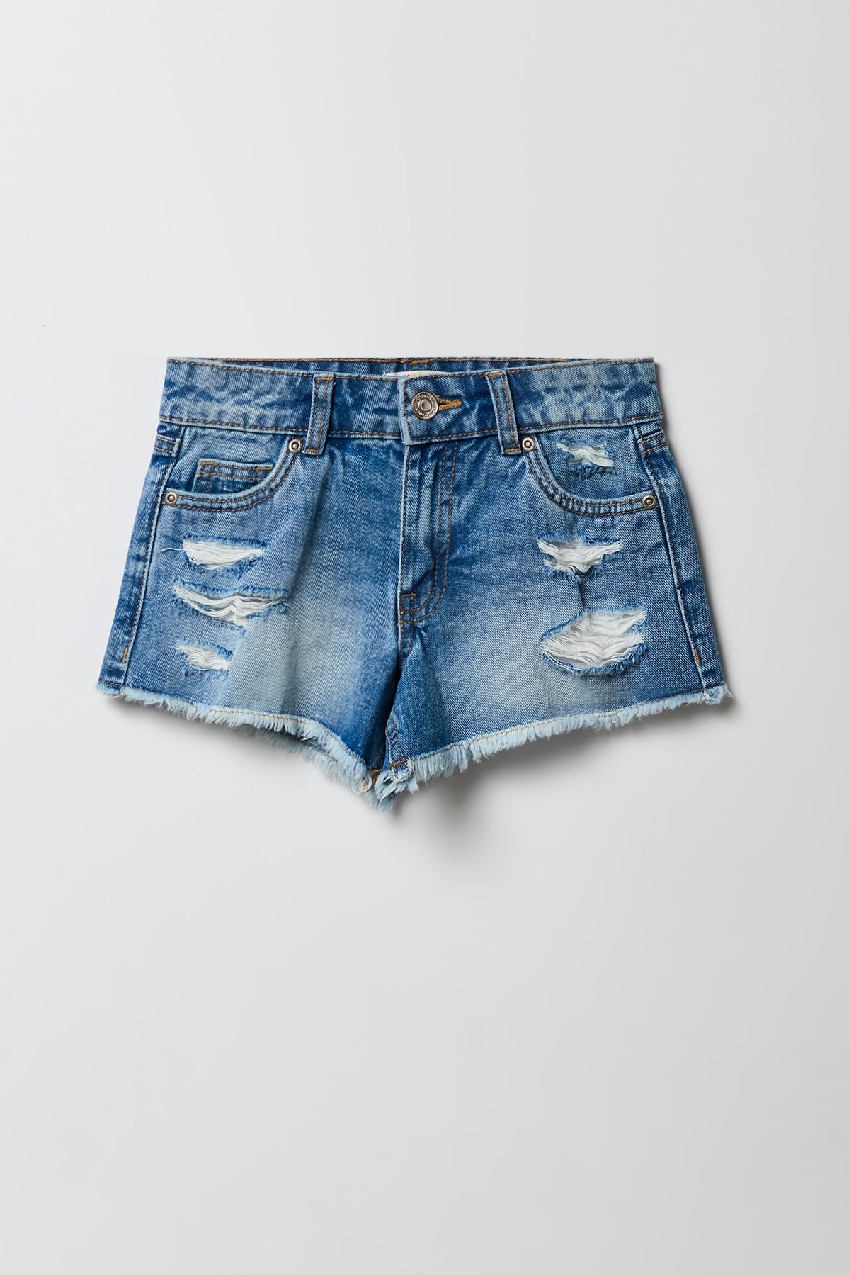 Girls Ripped Low Rise Denim Beach Short