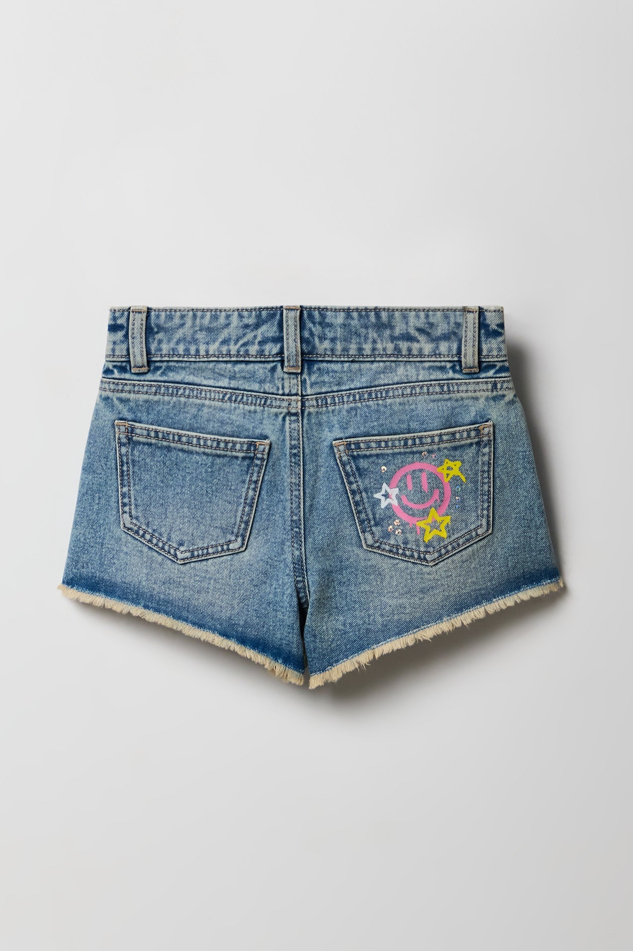 Girls High Rise Graphic Denim Short