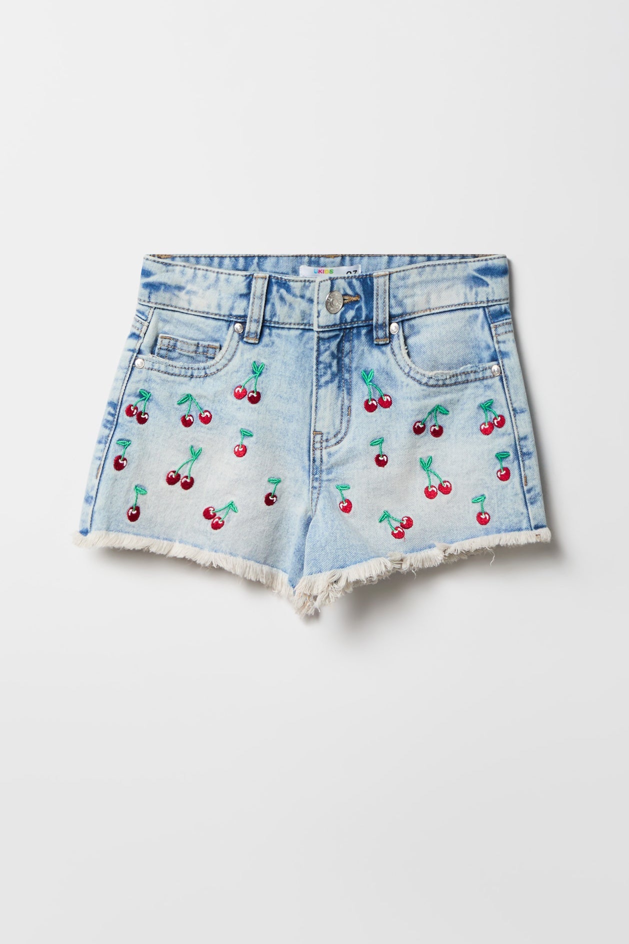 Girls High Rise Graphic Denim Short