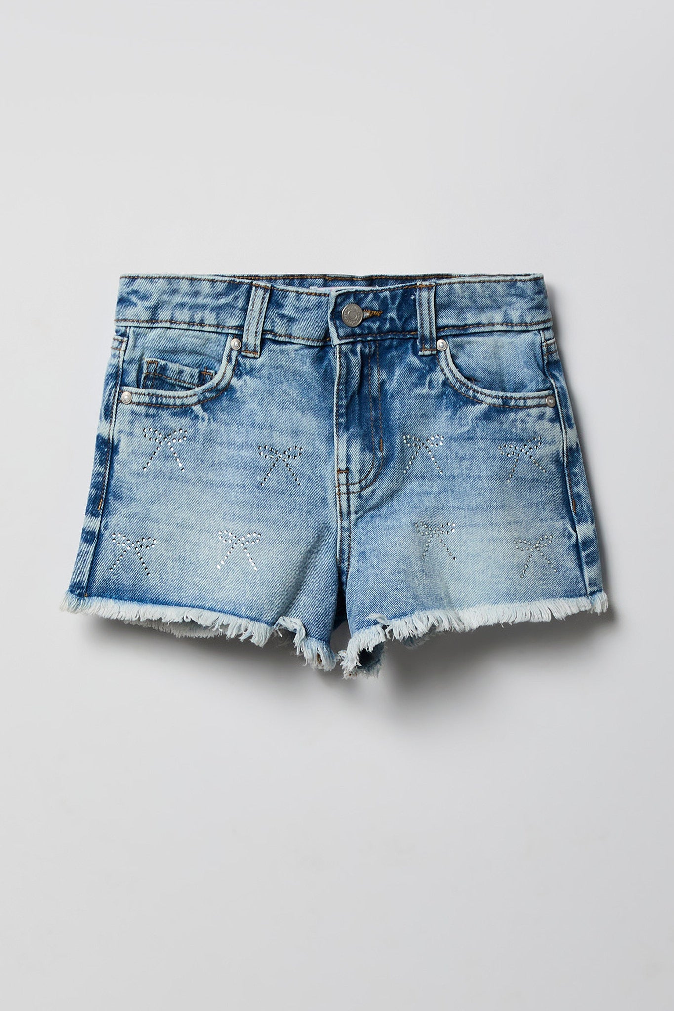 Girls High Rise Graphic Denim Short