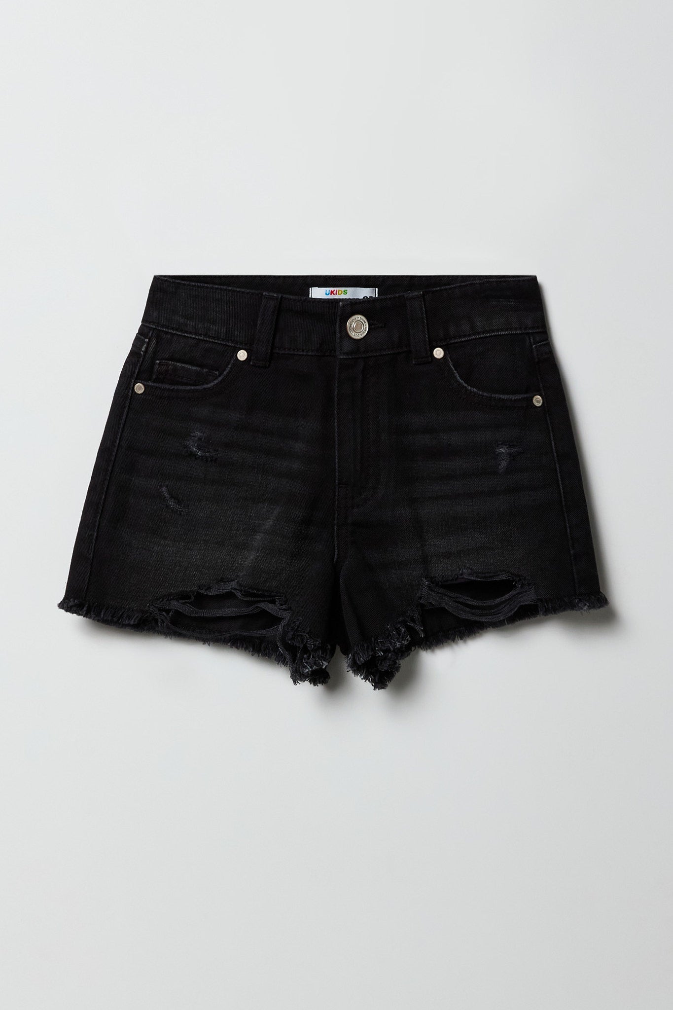 Girls Ripped High-Rise Denim Short
