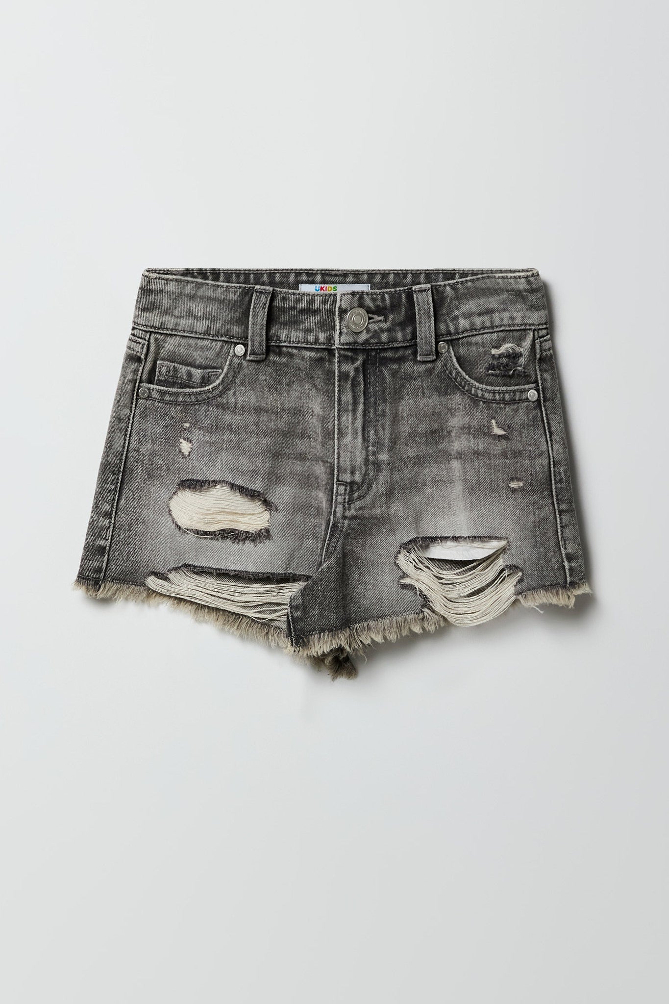 Girls Ripped High-Rise Denim Short