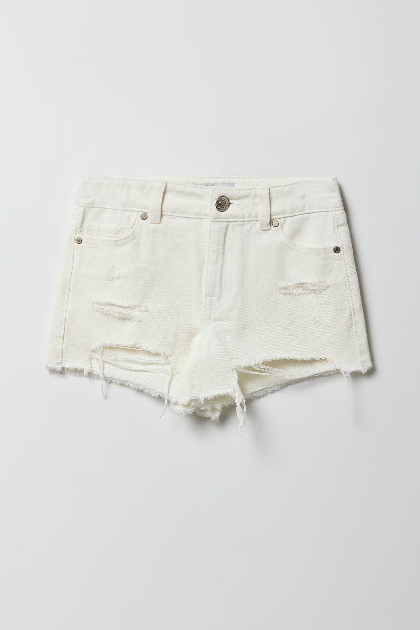 Girls Ripped High-Rise Denim Short