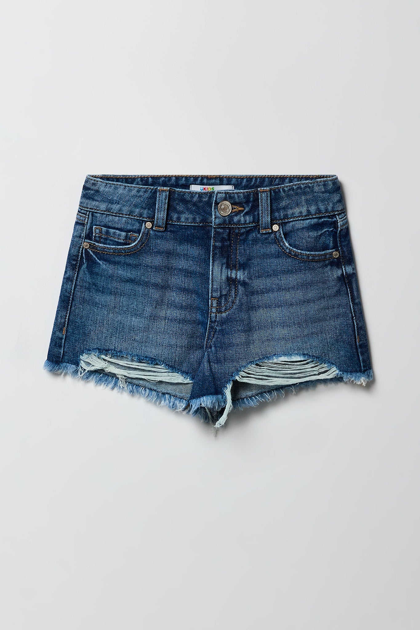 Girls Ripped High-Rise Denim Short