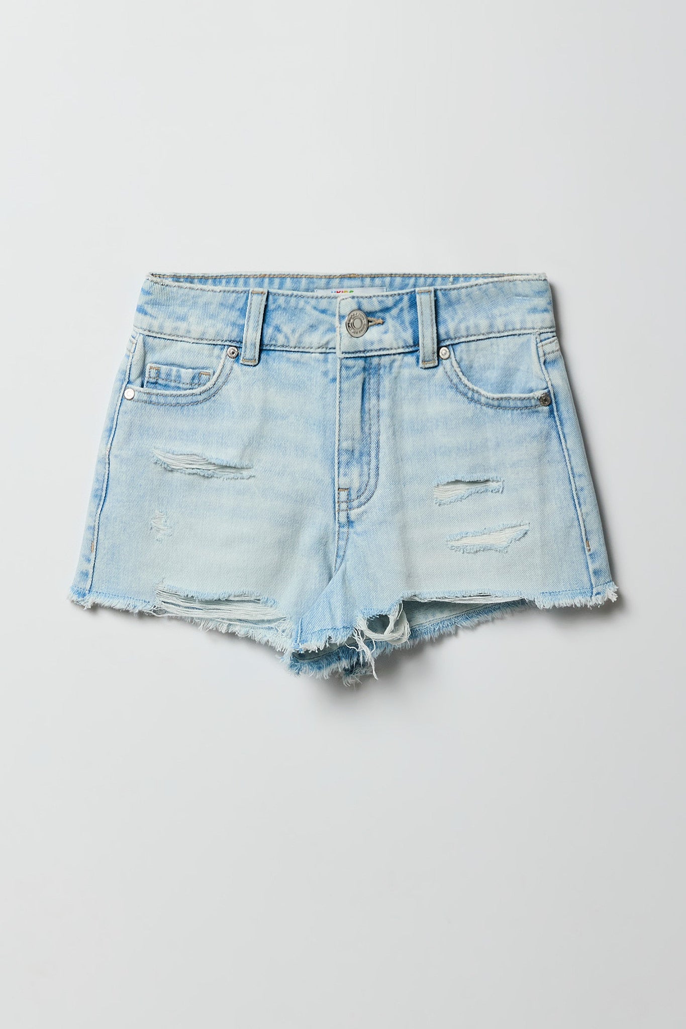 Girls Ripped High-Rise Denim Short