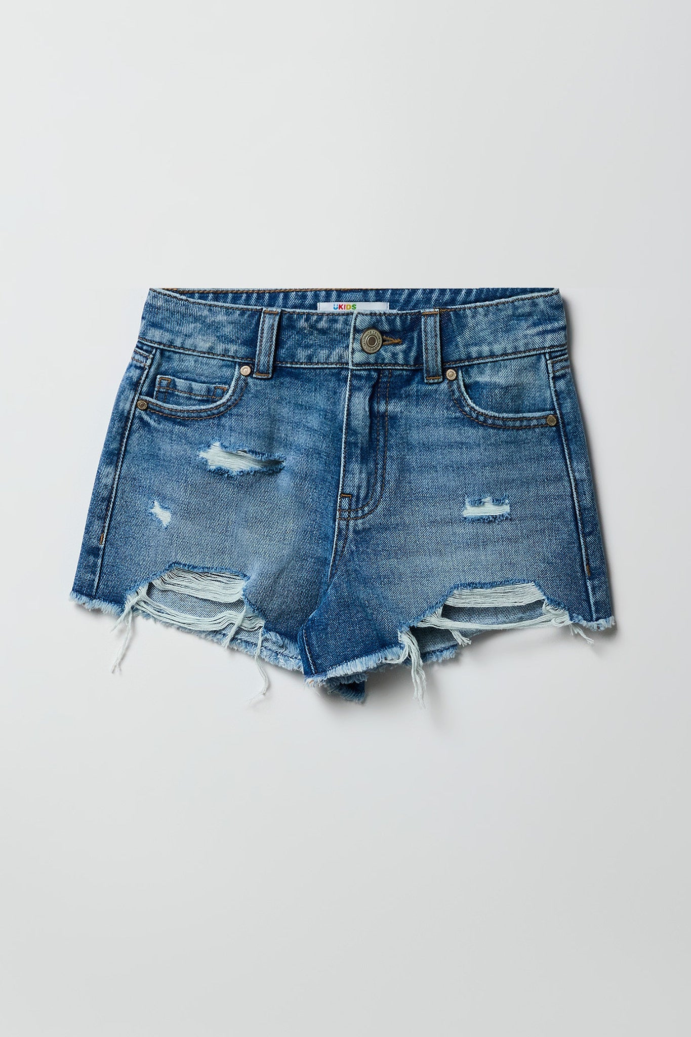 Girls Ripped High-Rise Denim Short