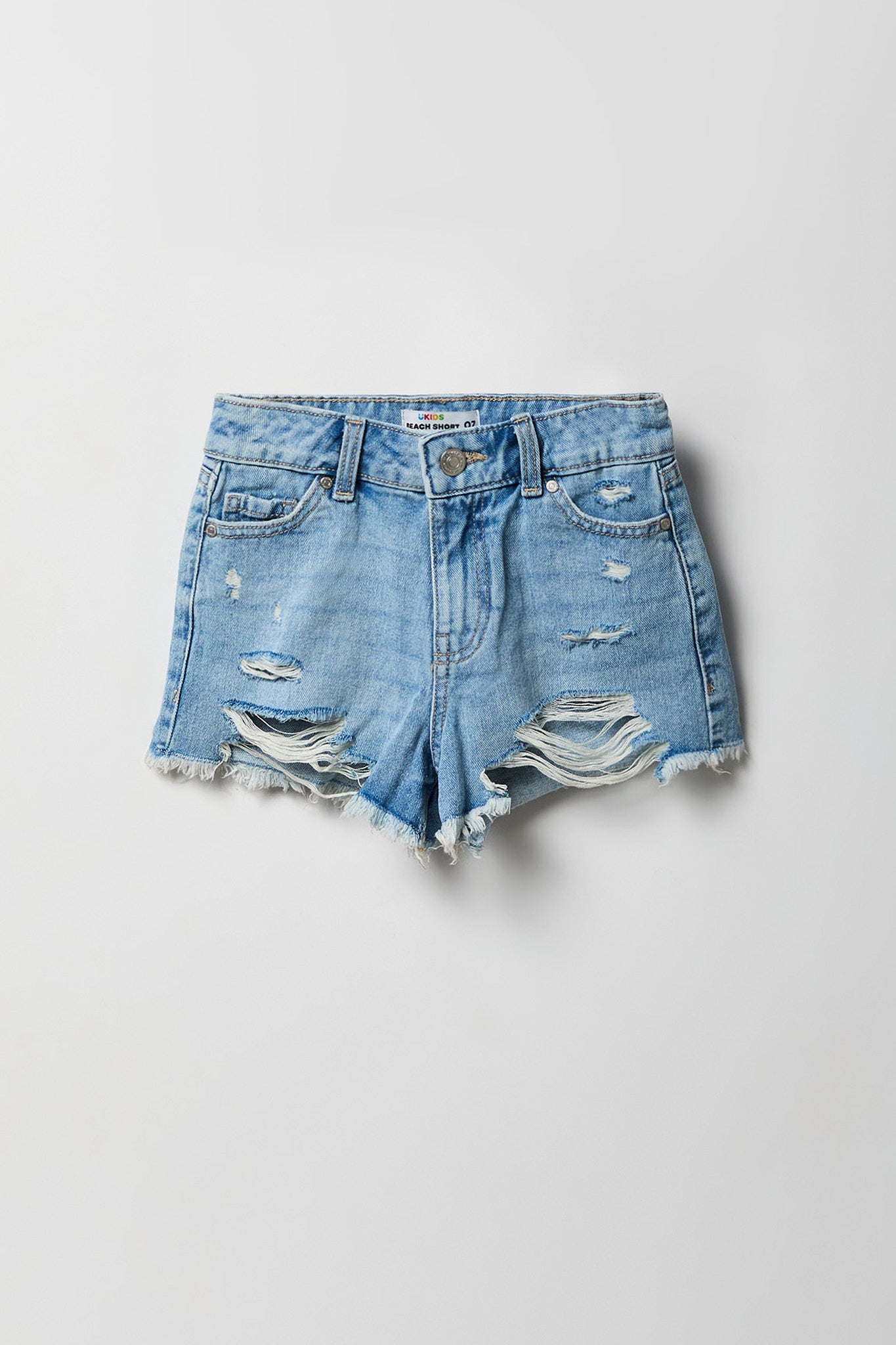 Girls Ripped High-Rise Denim Short