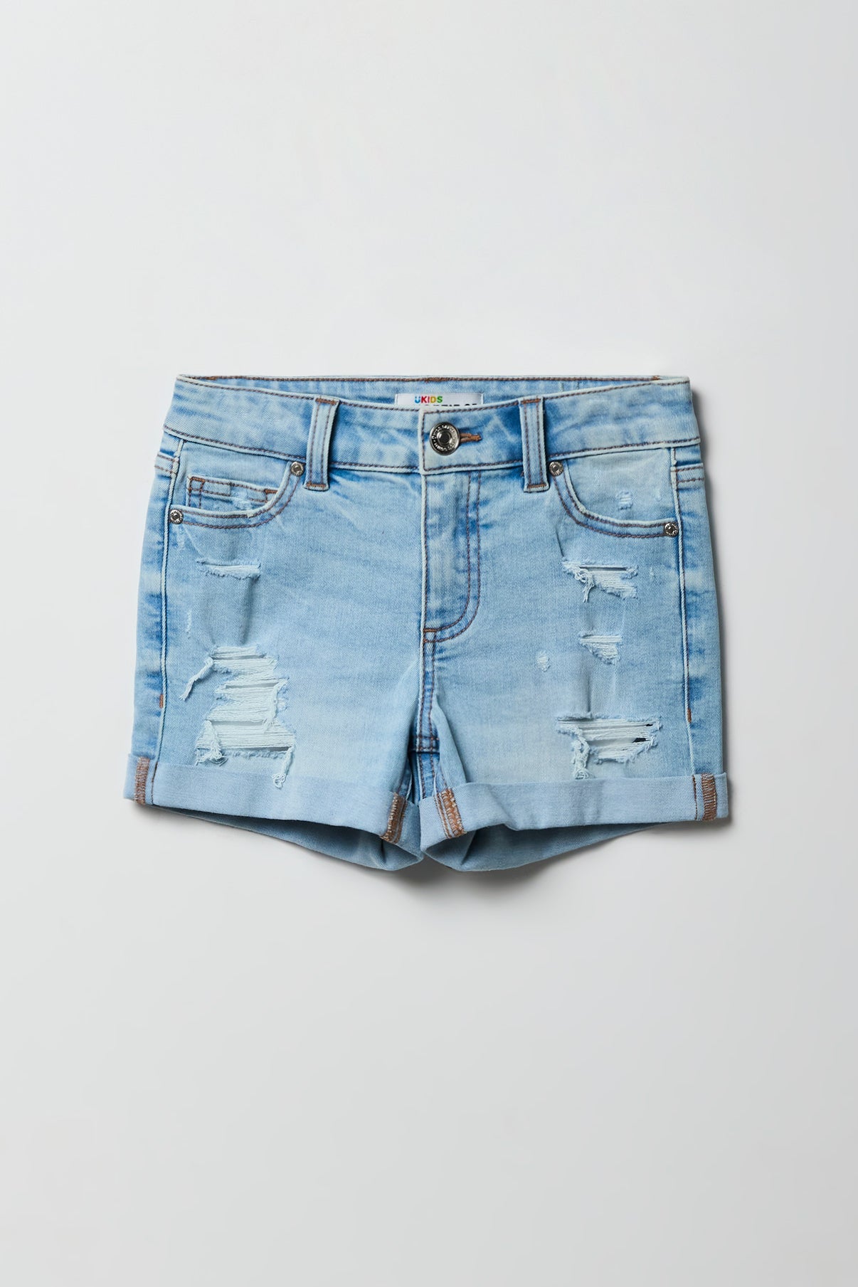 Girls Ripped Mid Rise Denim Shortie