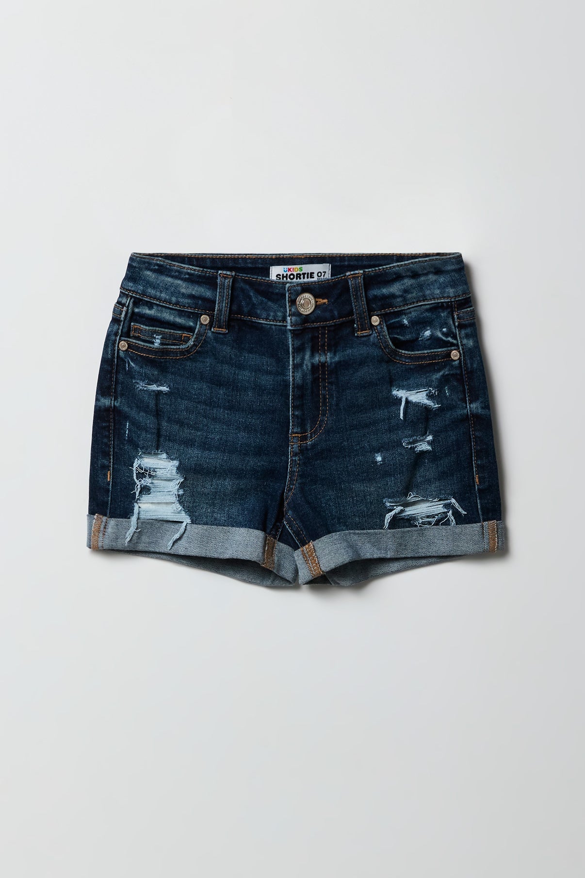 Girls Ripped Mid Rise Denim Shortie