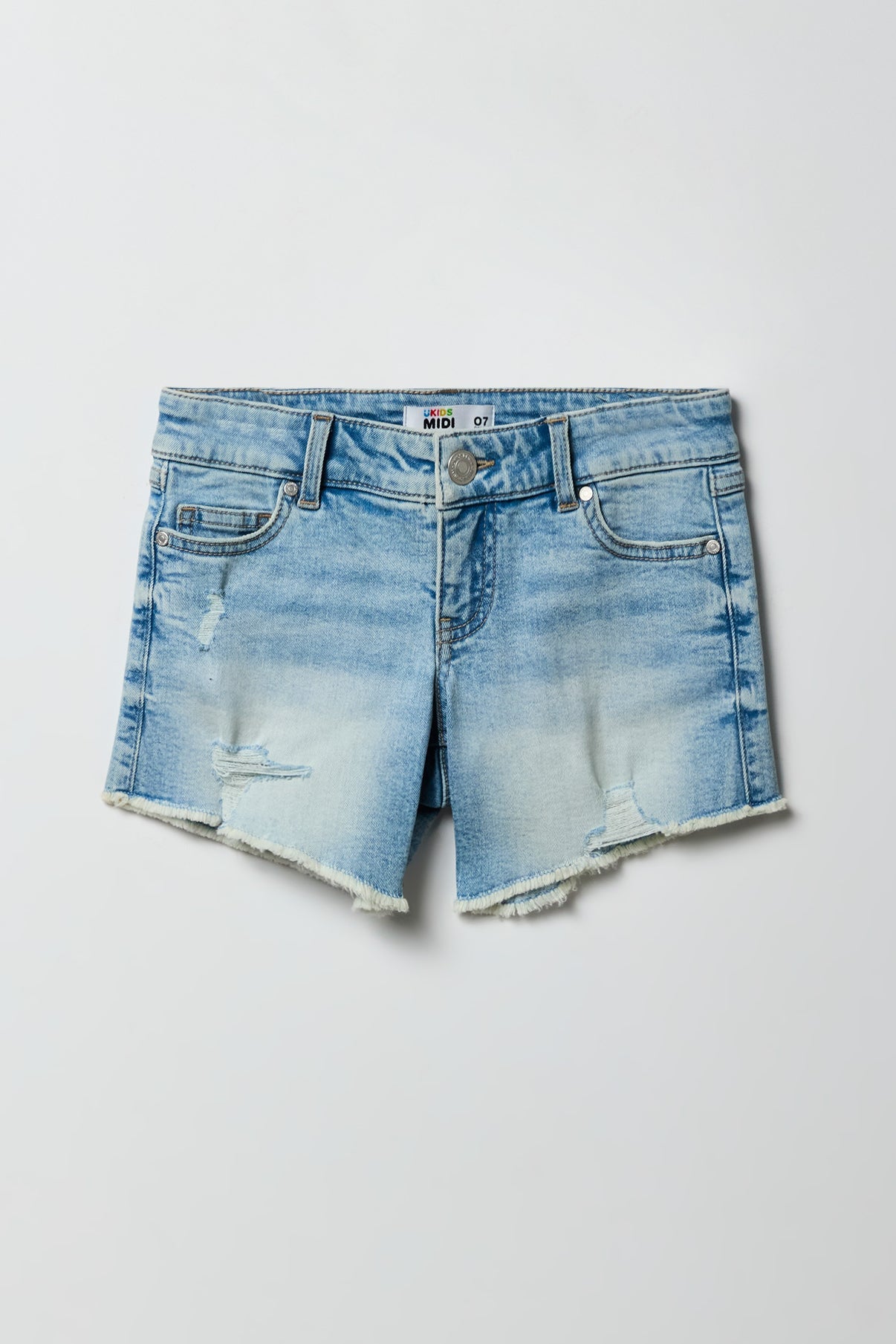 Girls Ripped Low Rise Denim Midi Short