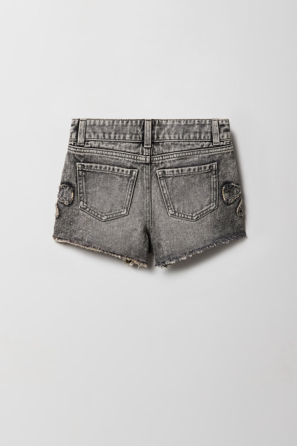 Girls High Rise Patch Denim Short