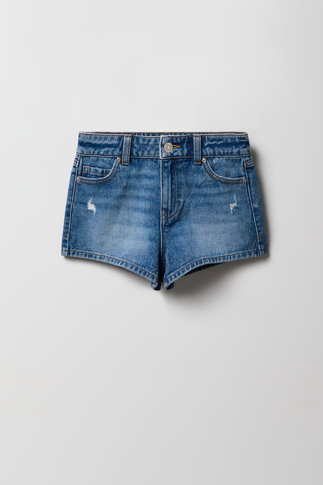 Girls High Rise Patch Denim Short