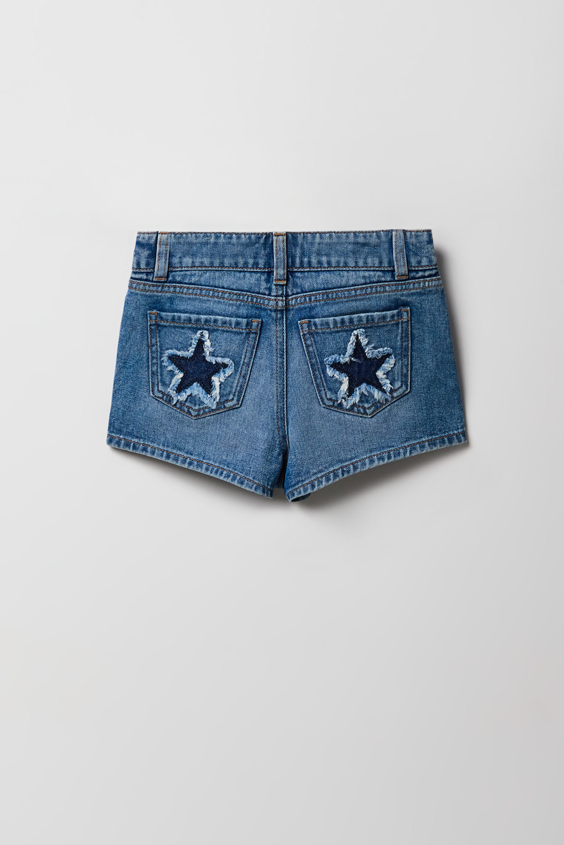 Girls High Rise Patch Denim Short