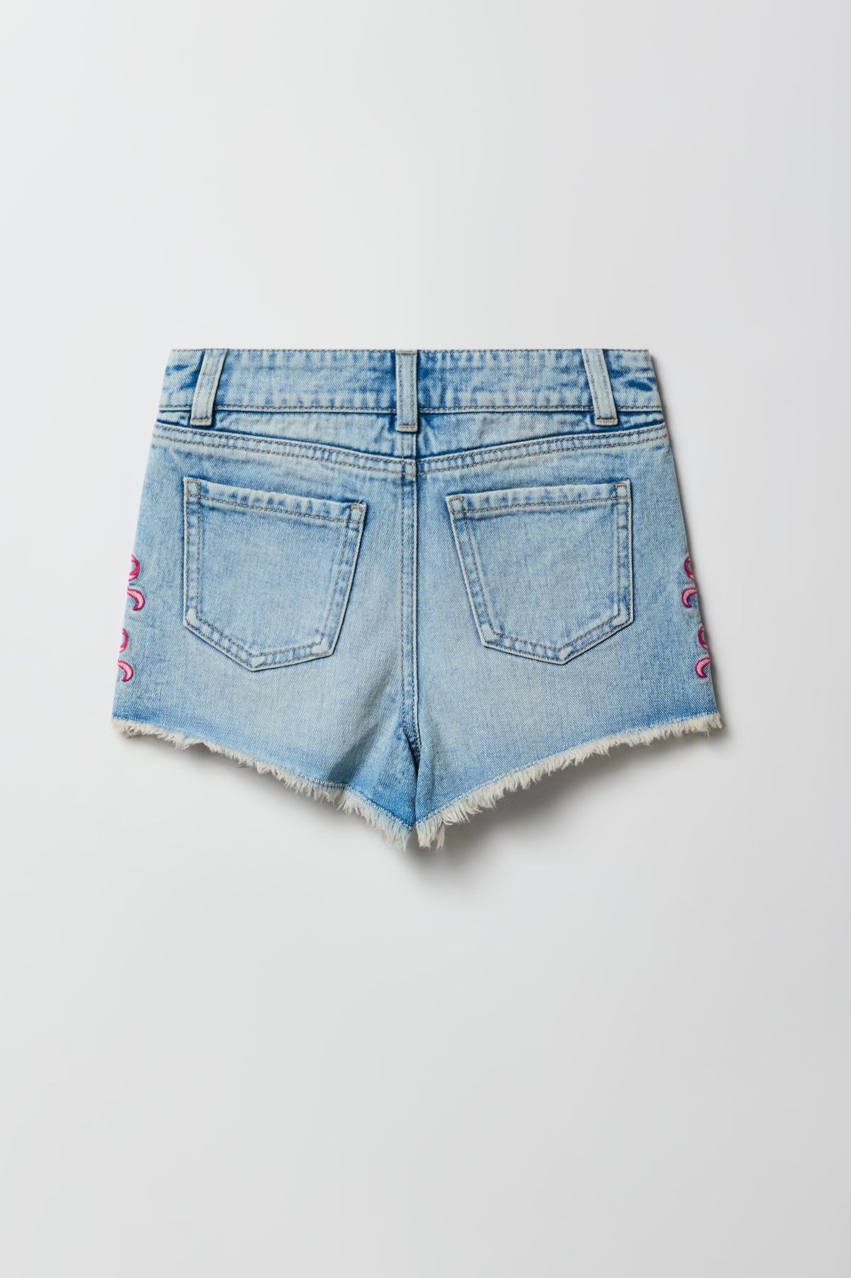 Girls Embroidered High Rise Denim Beach Short