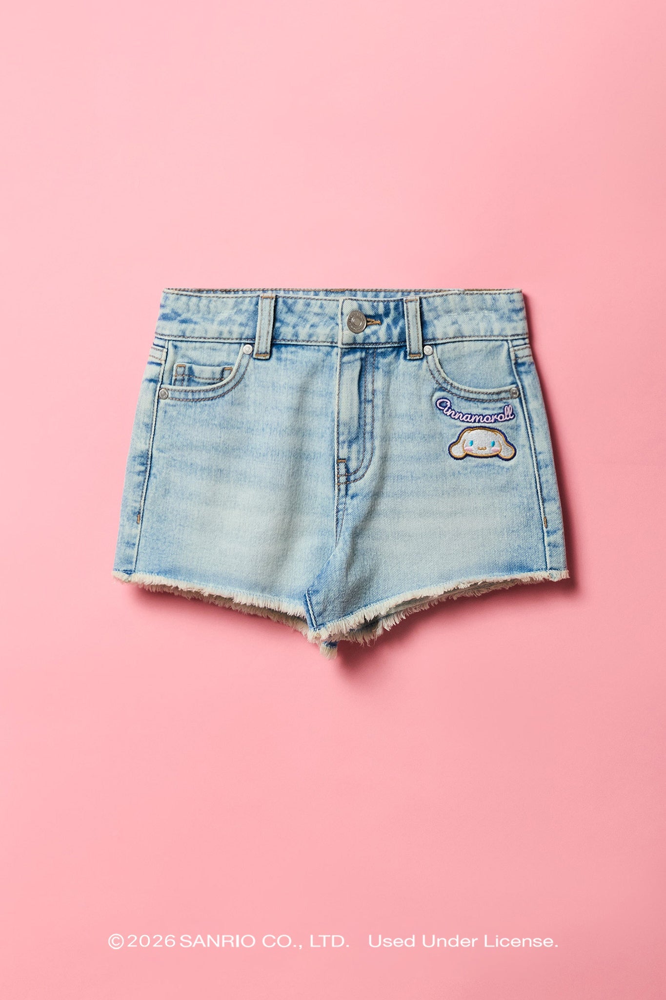Cinnamoroll™ Girls Embroidered High Rise Denim Short